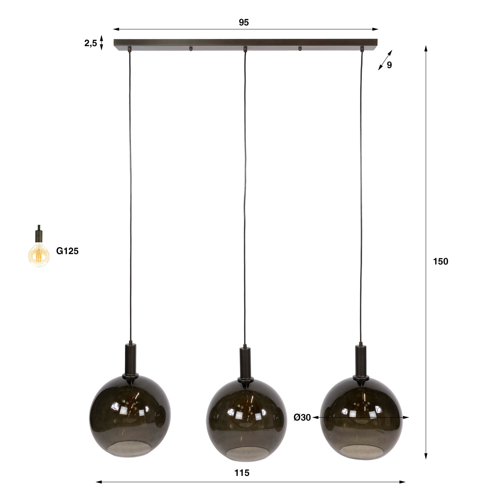 Hanglamp Sfera Tricolore 3-lichts / Sienna bruin – afbeelding 10