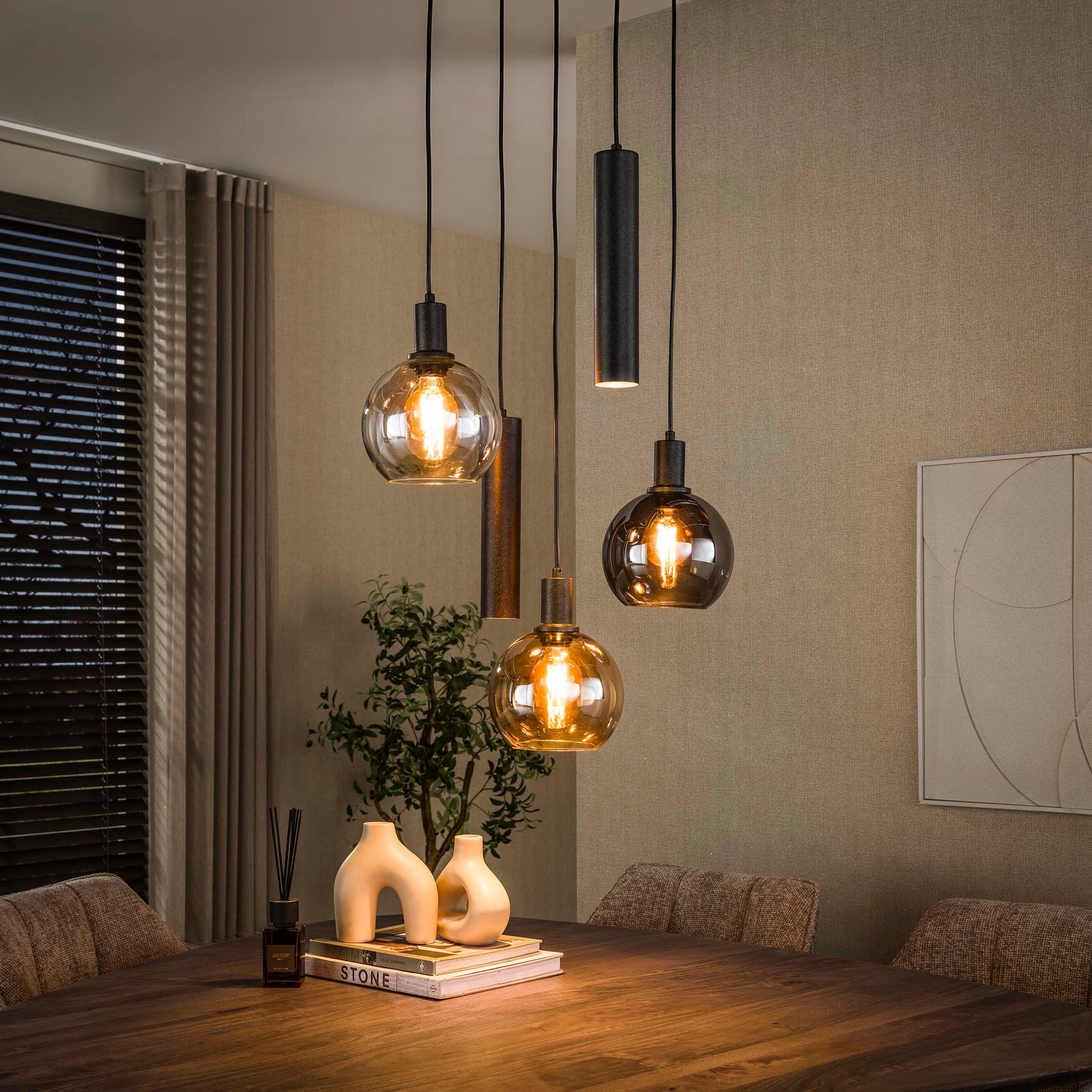 Hanglamp Sfera Tricolore getrapt 5-lichts / Artic zwart – afbeelding 1