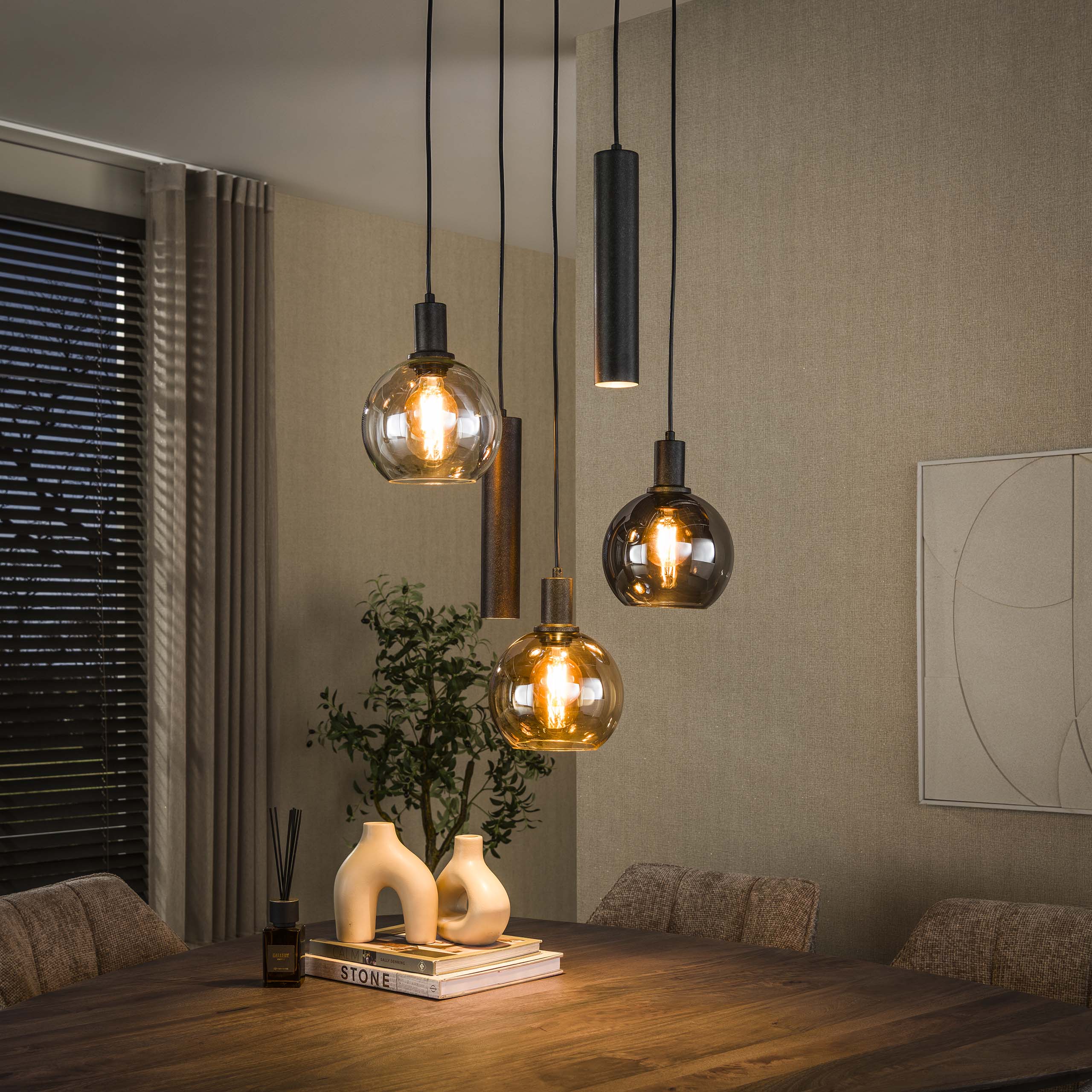 Hanglamp Sfera Tricolore getrapt 5-lichts / Artic zwart – afbeelding 1