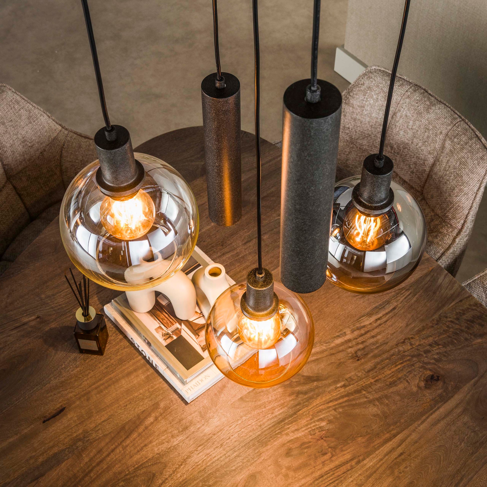 Hanglamp Sfera Tricolore getrapt 5-lichts / Artic zwart – afbeelding 3