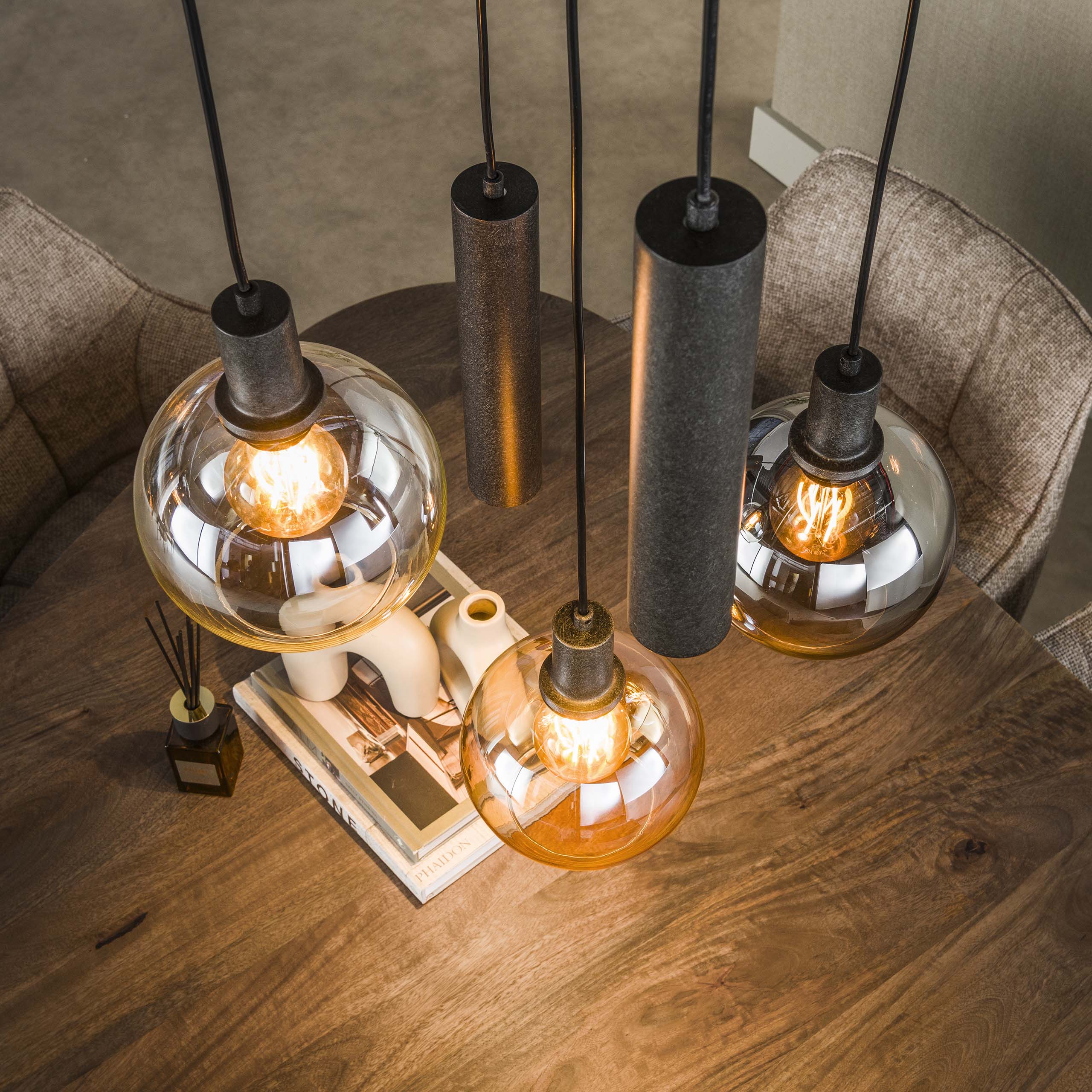 Hanglamp Sfera Tricolore getrapt 5-lichts / Artic zwart – afbeelding 3