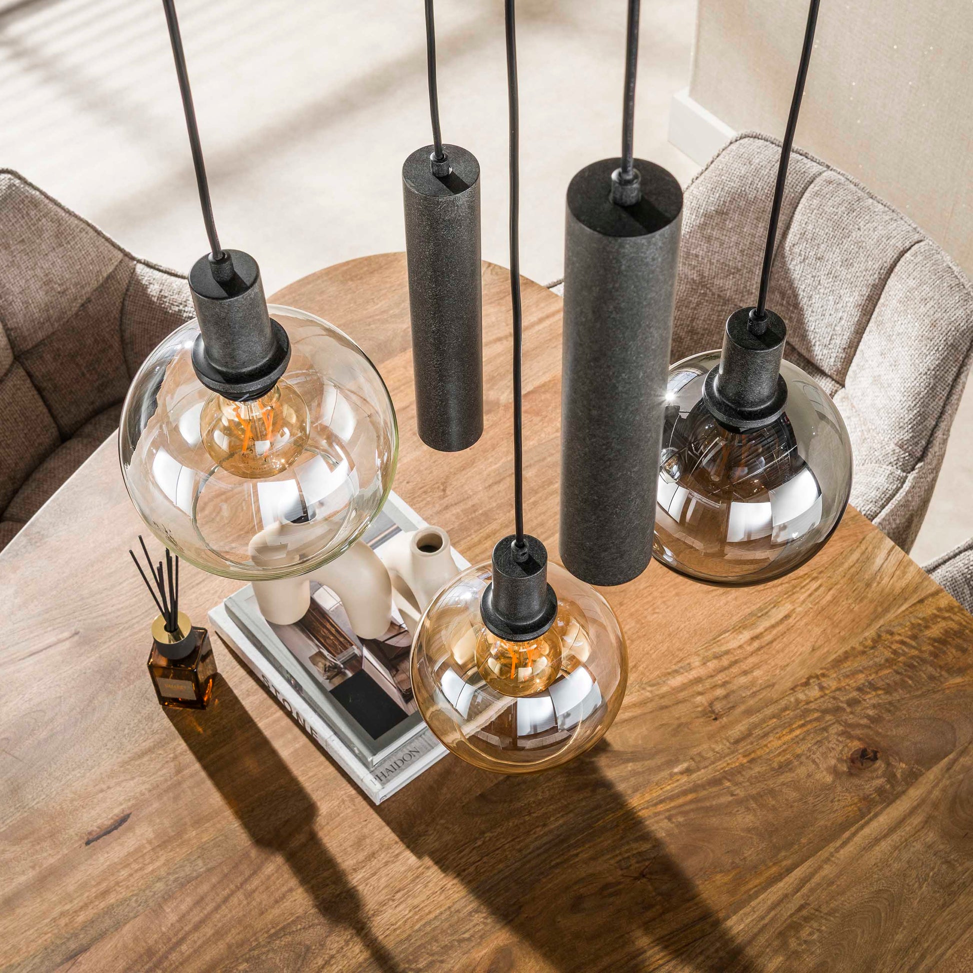 Hanglamp Sfera Tricolore getrapt 5-lichts / Artic zwart – afbeelding 4