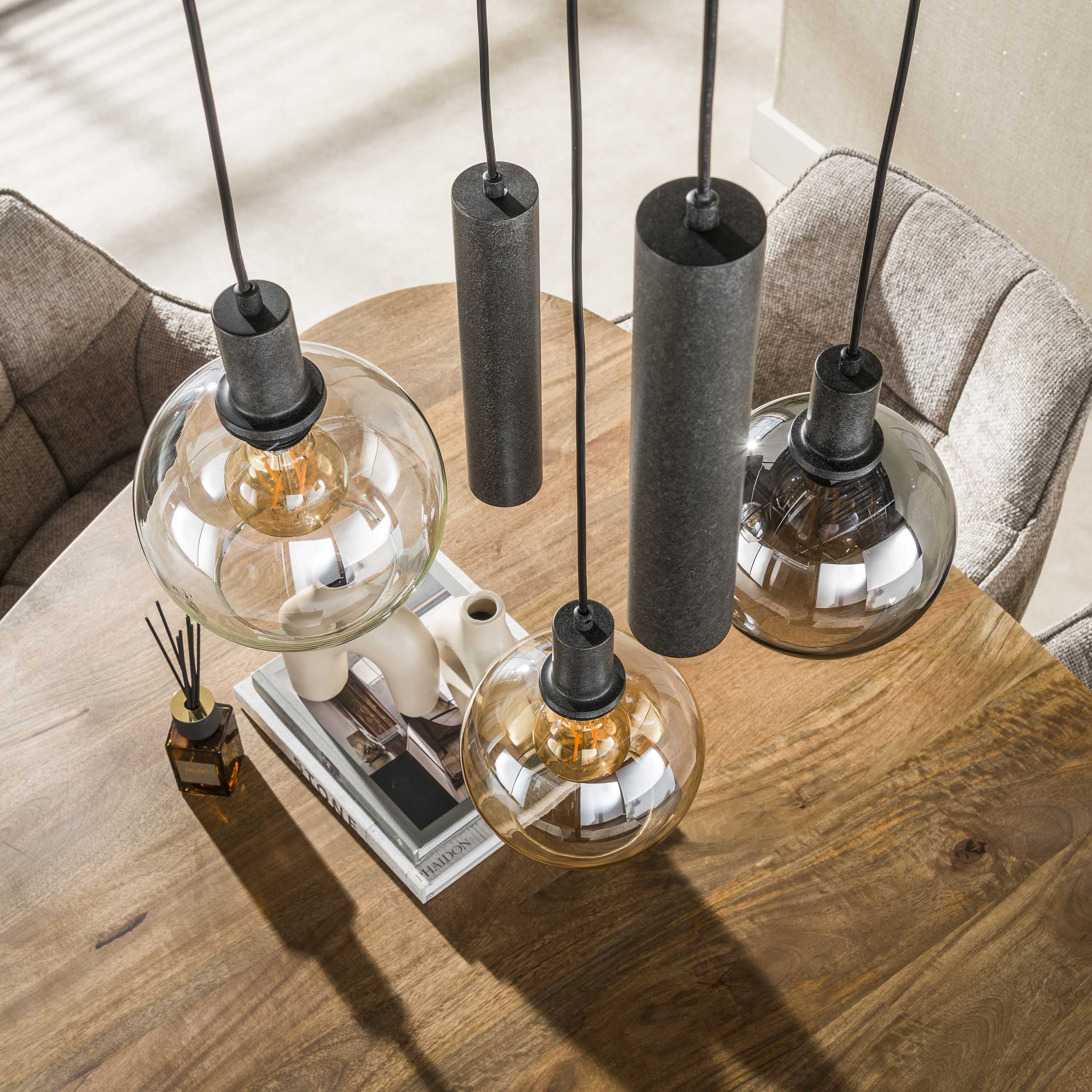 Hanglamp Sfera Tricolore getrapt 5-lichts / Artic zwart – afbeelding 4