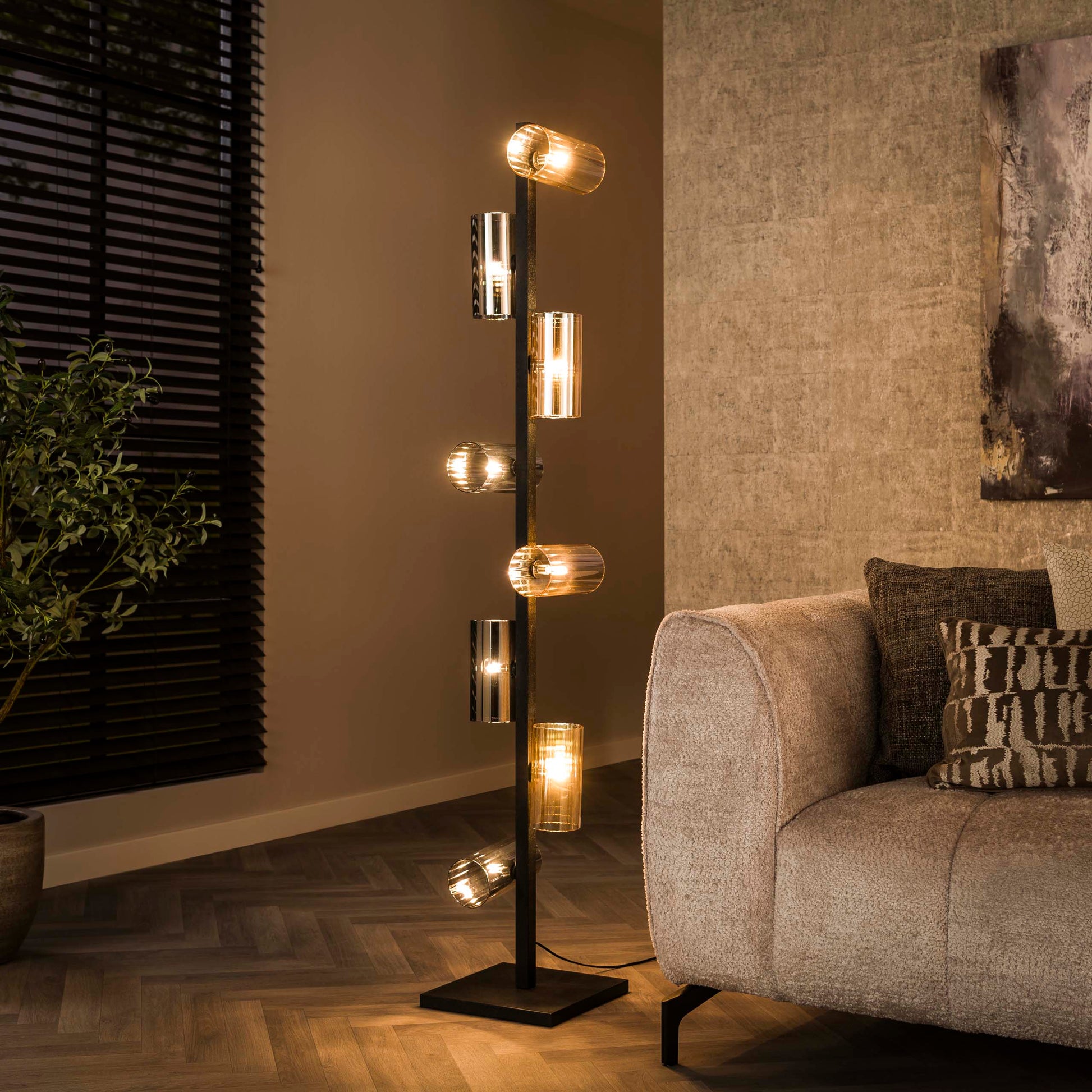 Vloerlamp Cylinder Glass 8-lichts / Artic zwart – afbeelding 3