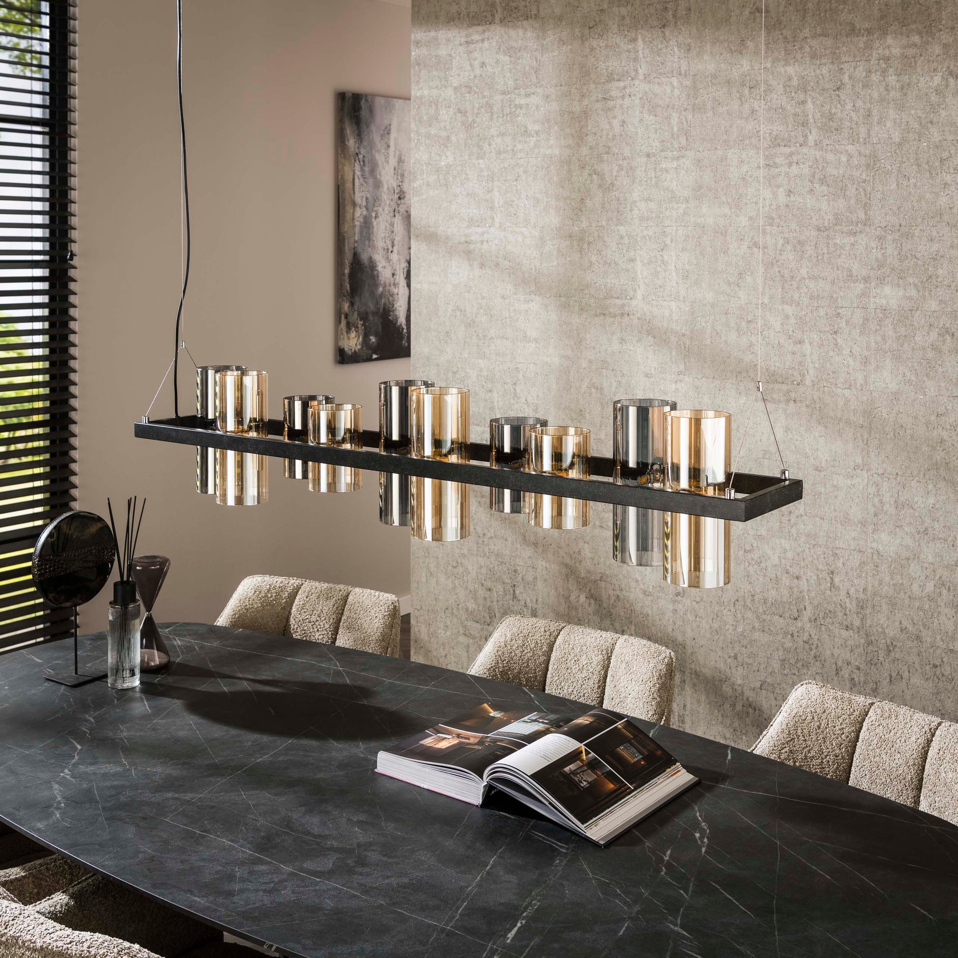 Hanglamp Cylinder Glass 10-light / Artic zwart – afbeelding 2