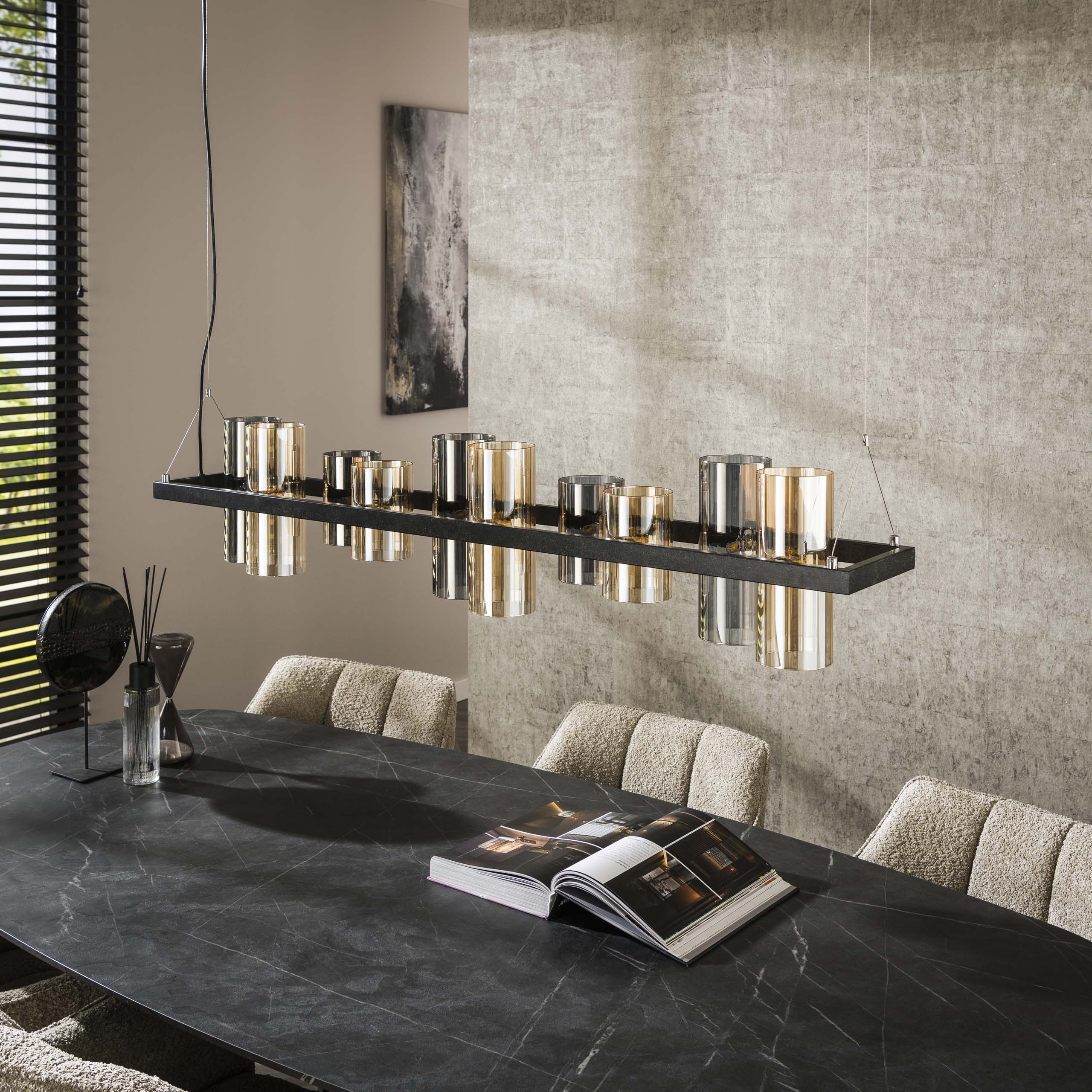 Hanglamp Cylinder Glass 10-light / Artic zwart – afbeelding 2