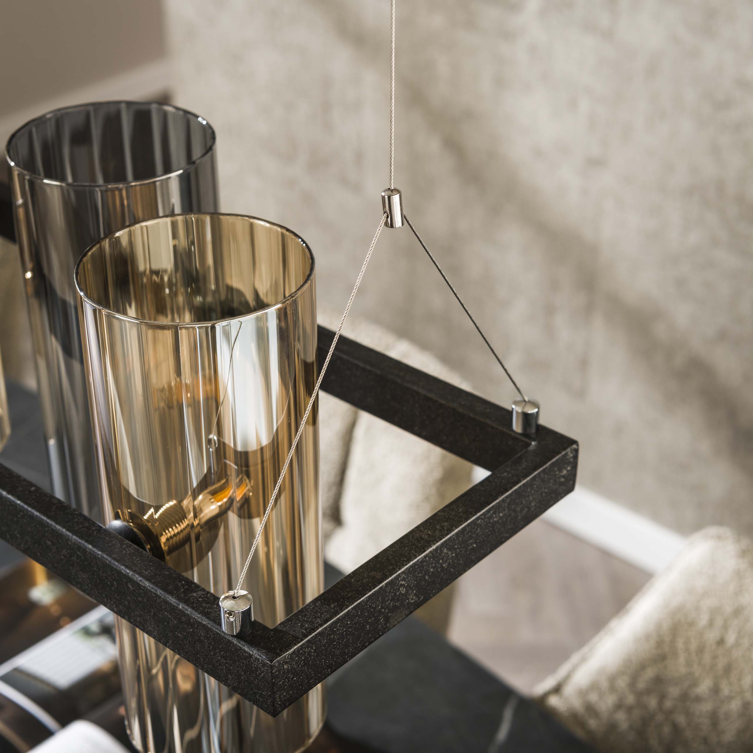 Hanglamp Cylinder Glass 10-light / Artic zwart – afbeelding 3