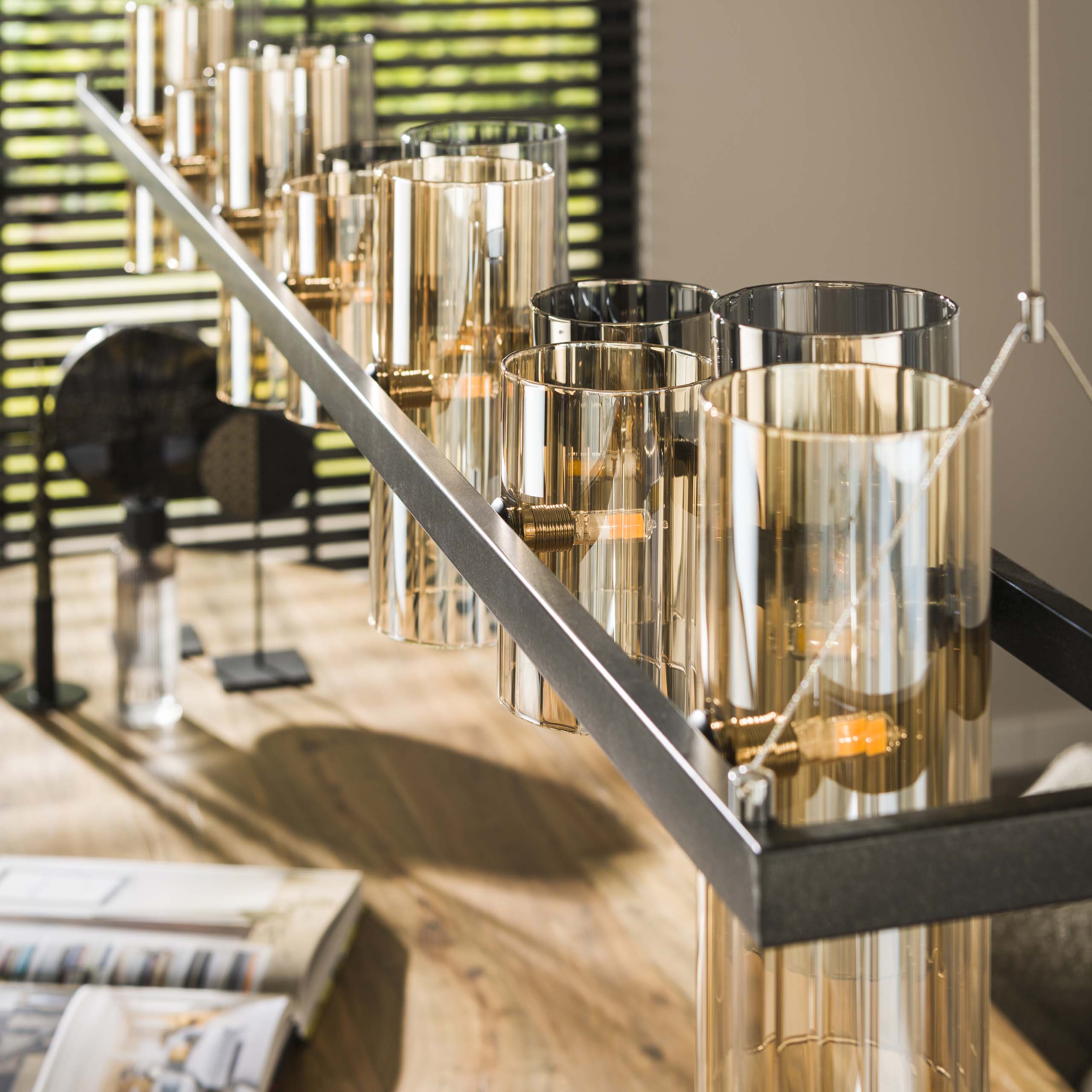 Hanglamp Cylinder Glass 14-lichts / Artic zwart – afbeelding 4
