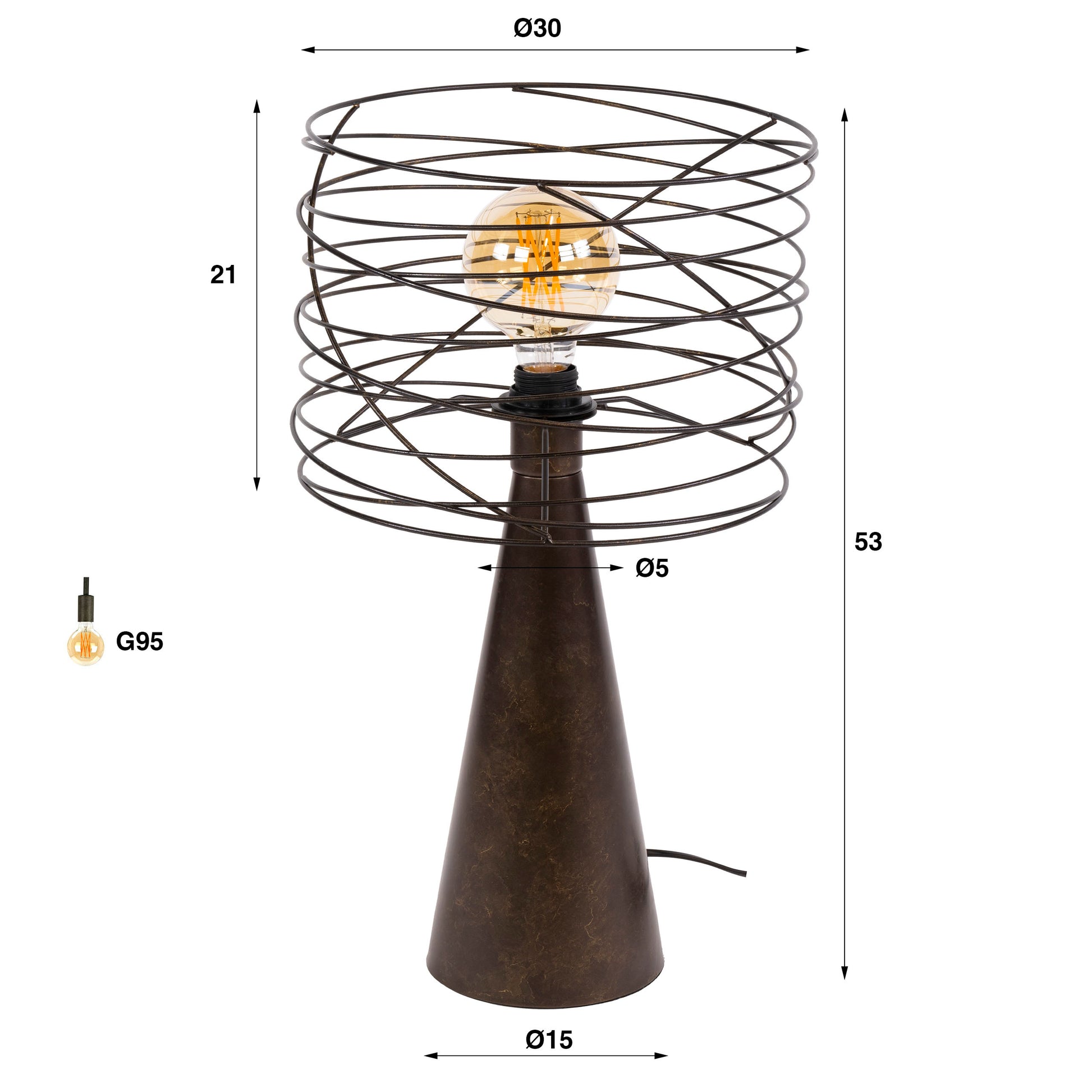 Tafellamp Curl 1-lichts / Urban bruin – afbeelding 4