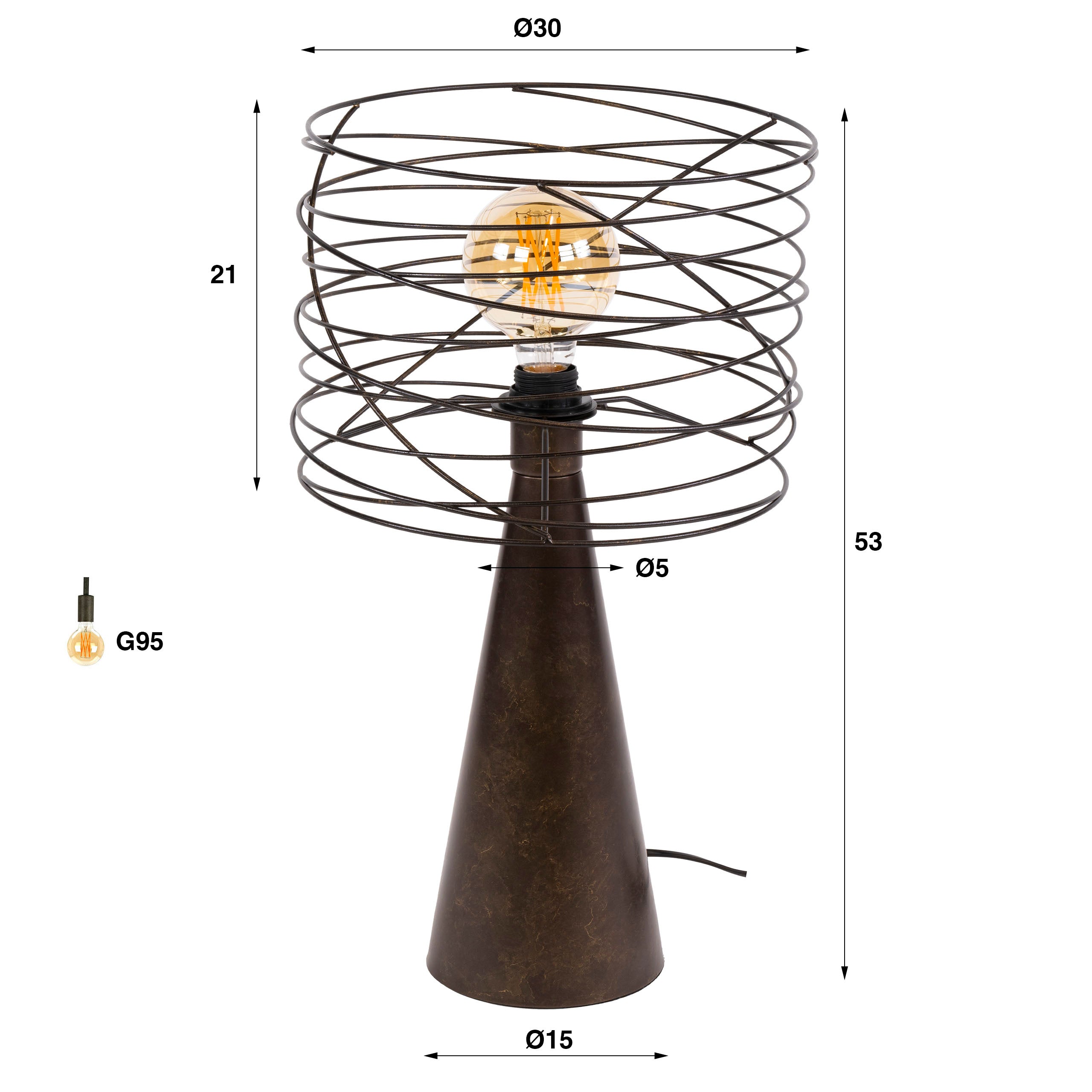 Tafellamp Curl 1-lichts / Urban bruin – afbeelding 4