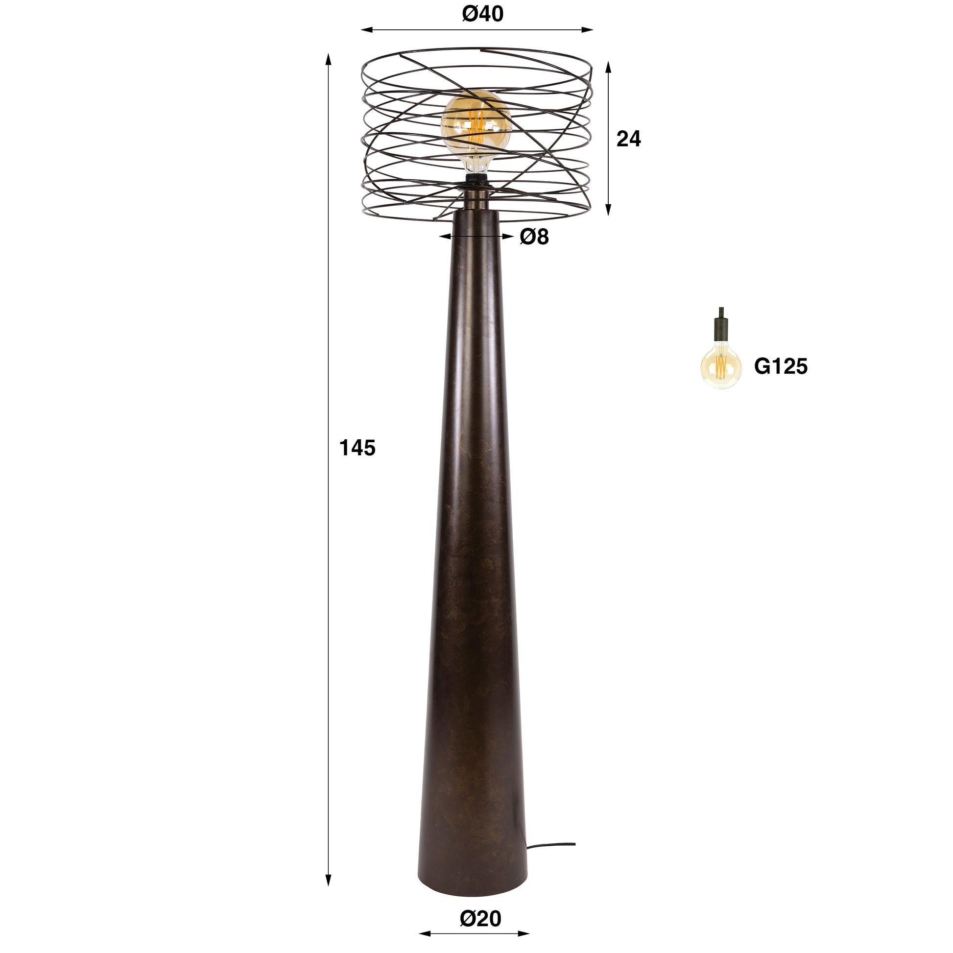 Vloerlamp Curl 1-lichts / Urban bruin – afbeelding 5