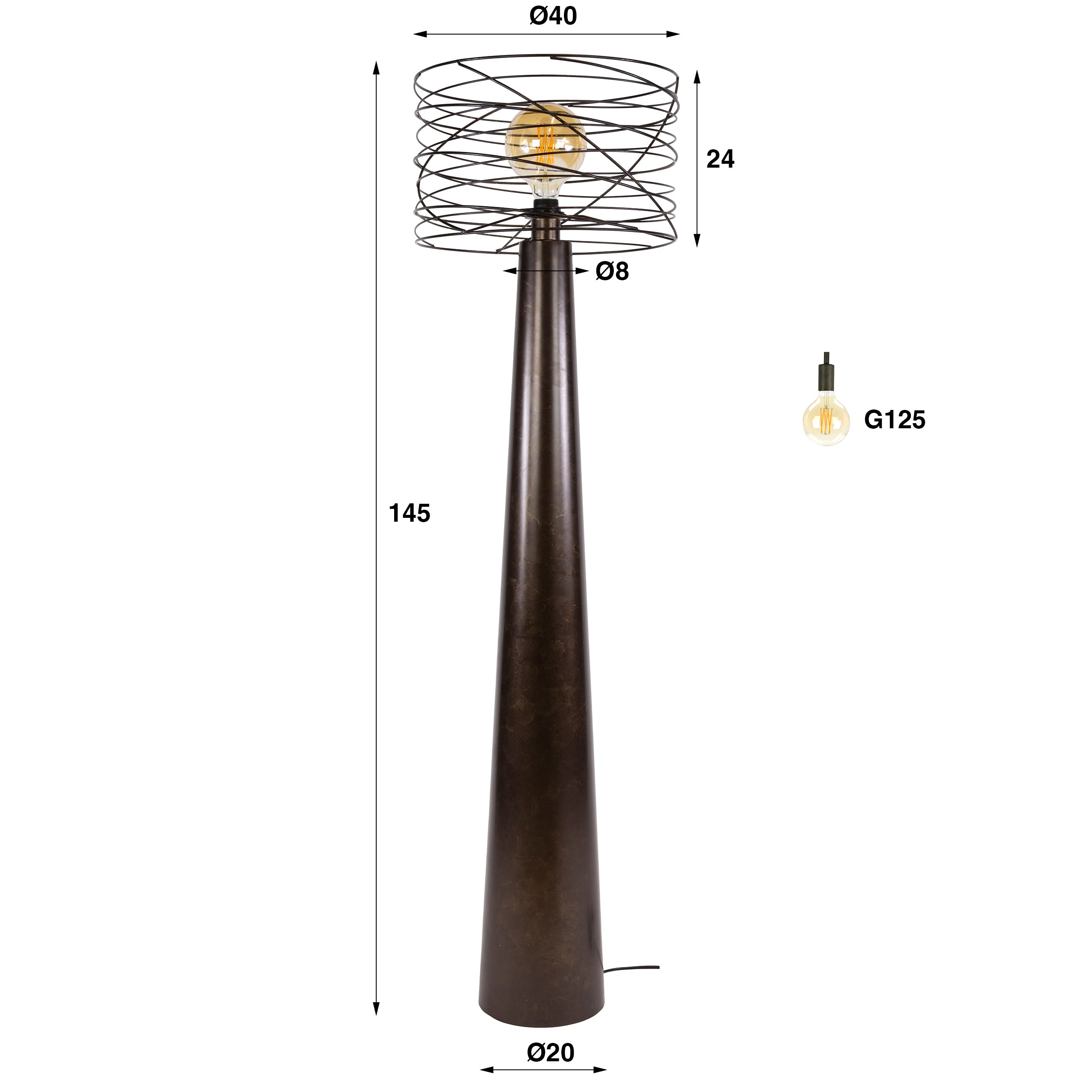 Vloerlamp Curl 1-lichts / Urban bruin – afbeelding 5