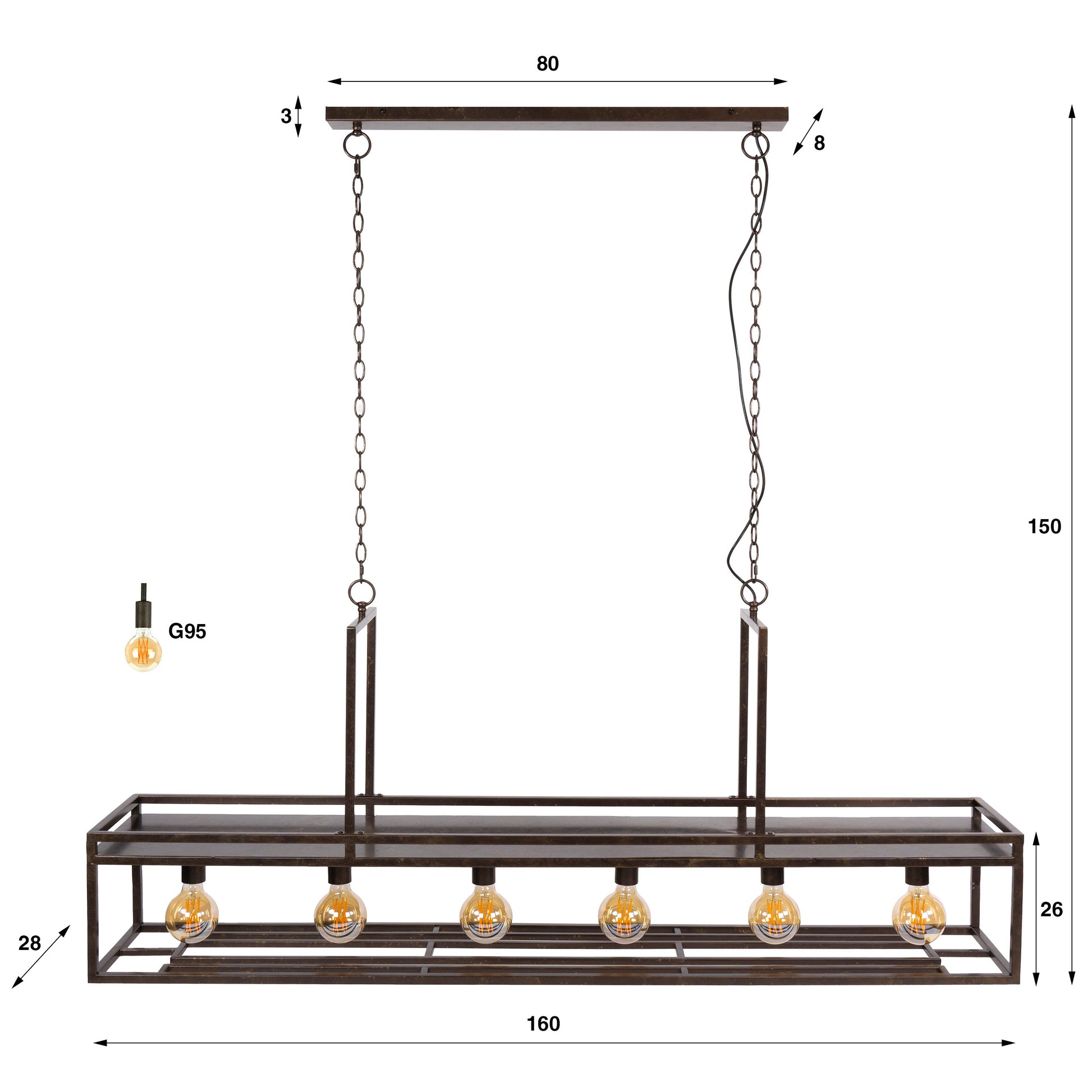 Hanglamp Decorate 6-lichts / Urban bruin – afbeelding 6