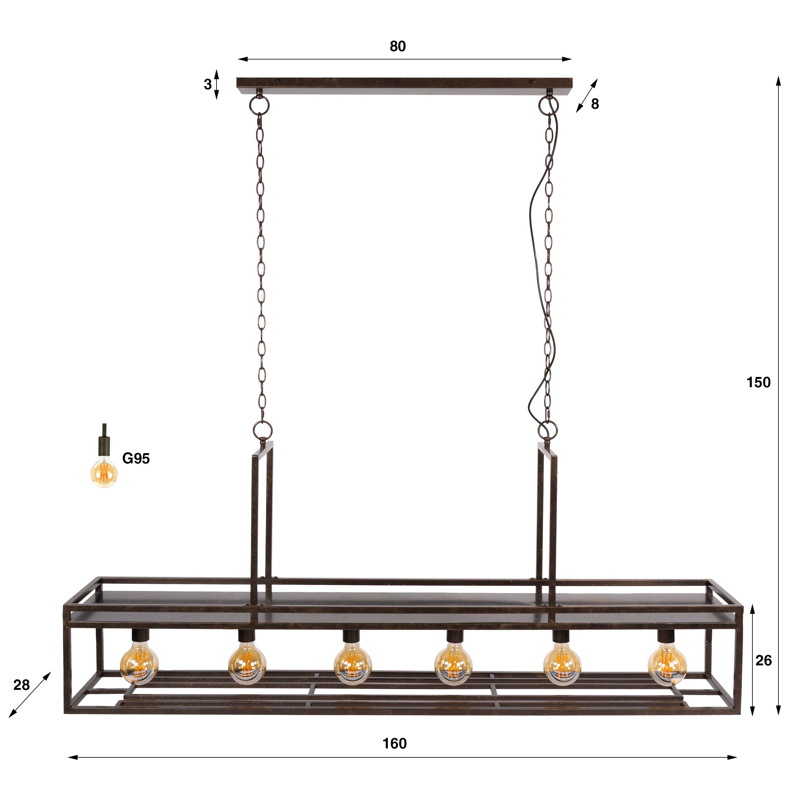 Hanglamp Decorate 6-lichts / Urban bruin – afbeelding 6