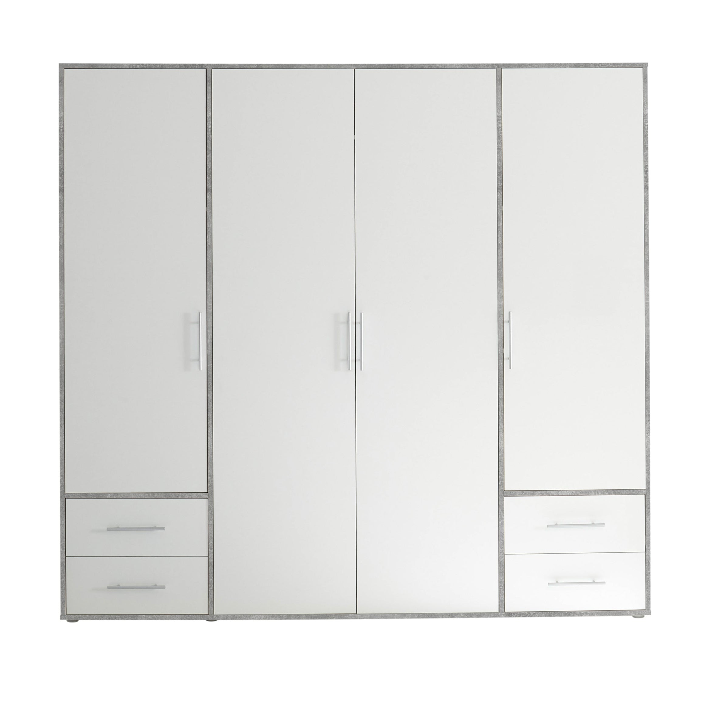 Kleerkast Balencia 4-deurs - wit beton