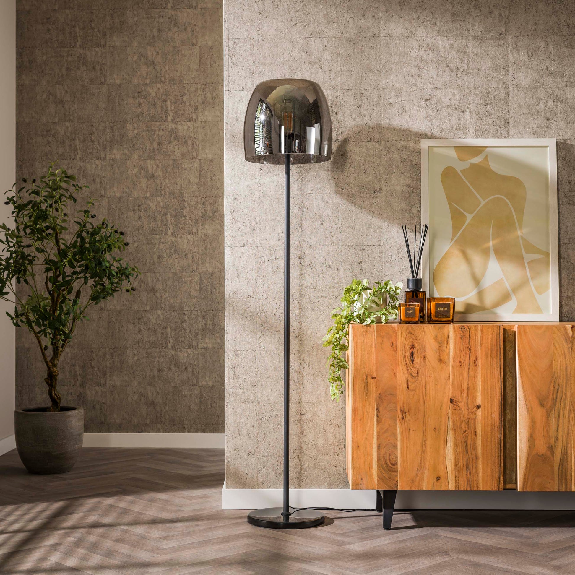 Vloerlamp Drift Glass 1-lichts / Smoke grey glas – afbeelding 2