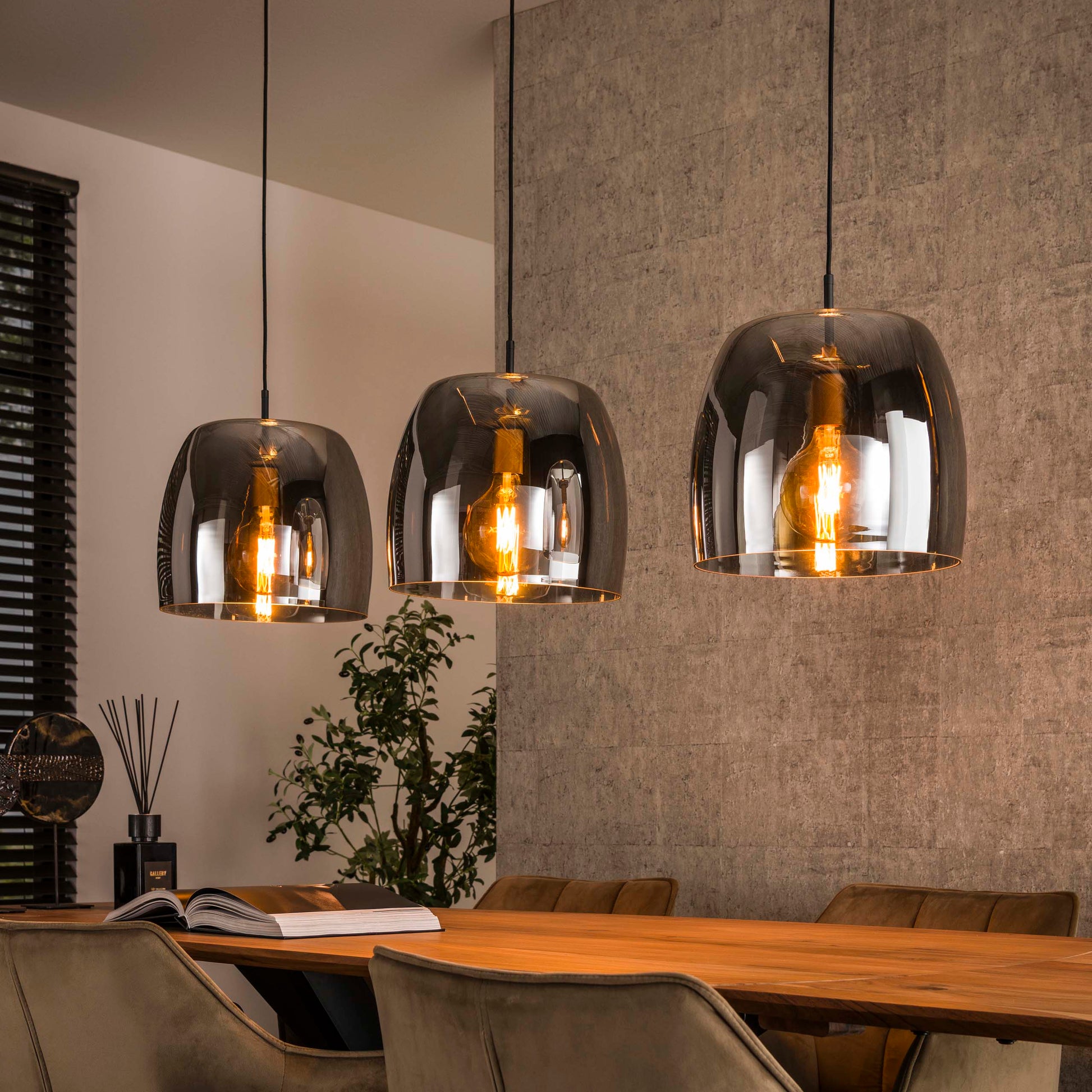 Hanglamp Drift Glass 3-lichts / Smoke grey glas – afbeelding 1