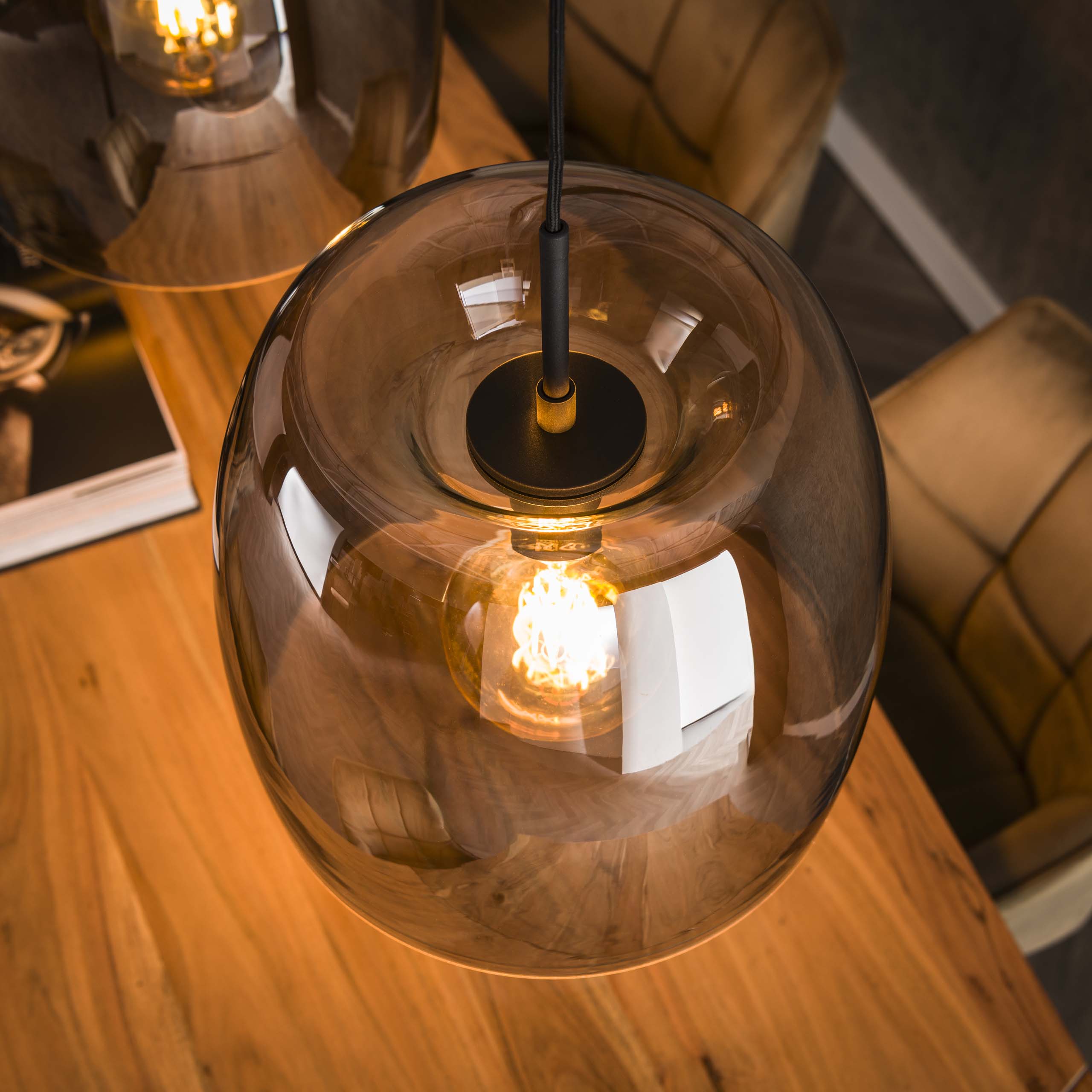 Hanglamp Drift Glass 3-lichts / Smoke grey glas – afbeelding 3