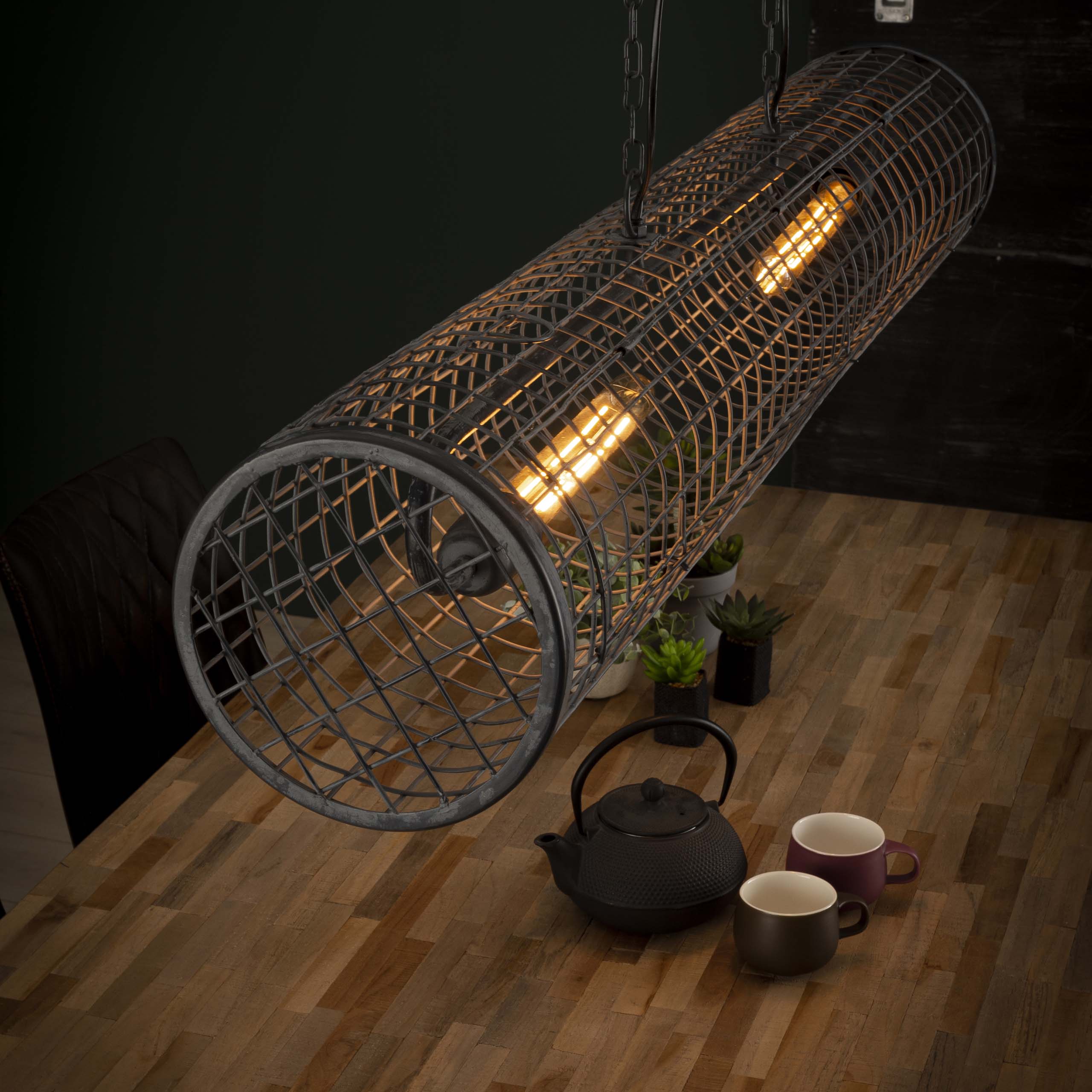 Hanglamp Cylinder Wire 2-lichts / Slate grey – afbeelding 4