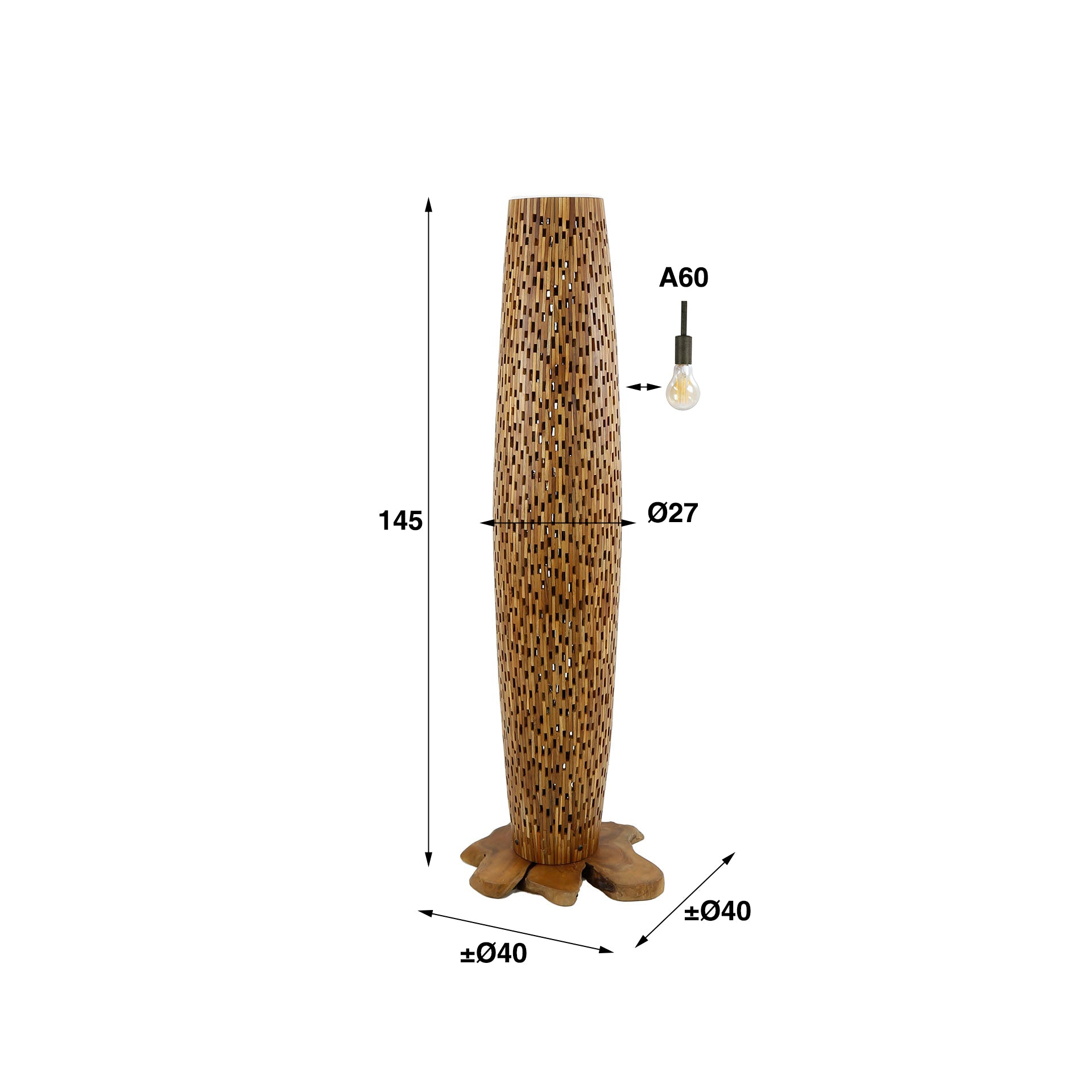 Vloerlamp Bars M 3-lichts / Massief teak – afbeelding 8