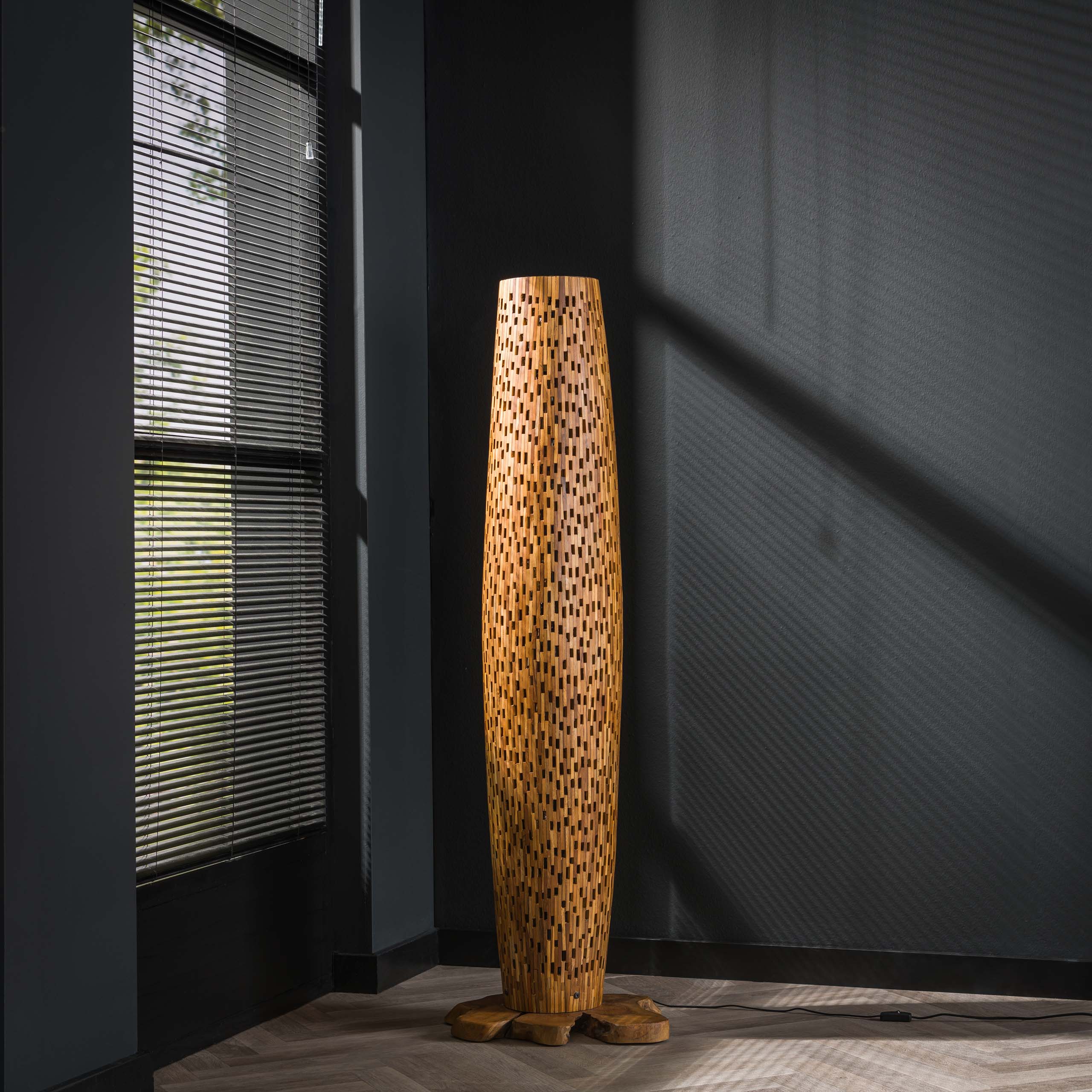 Vloerlamp Bars M 3-lichts / Massief teak – afbeelding 2