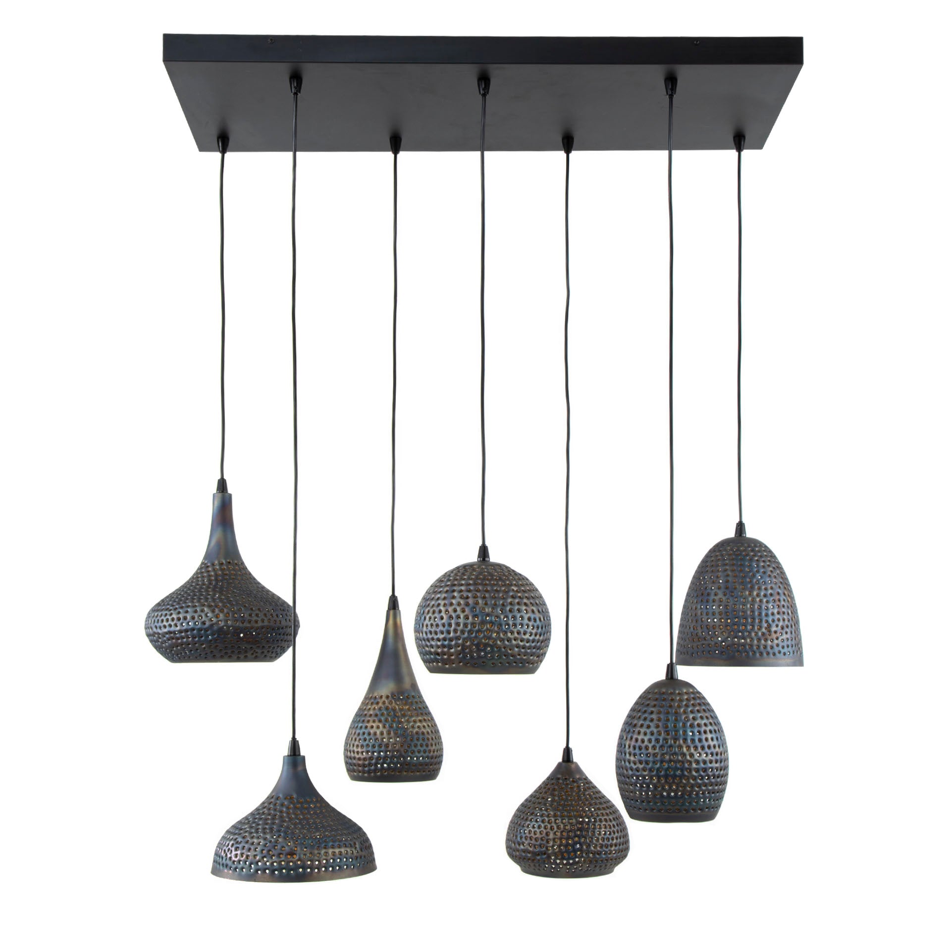 Hanglamp Punch 4+3-lichts / Zwart bruin – afbeelding 5