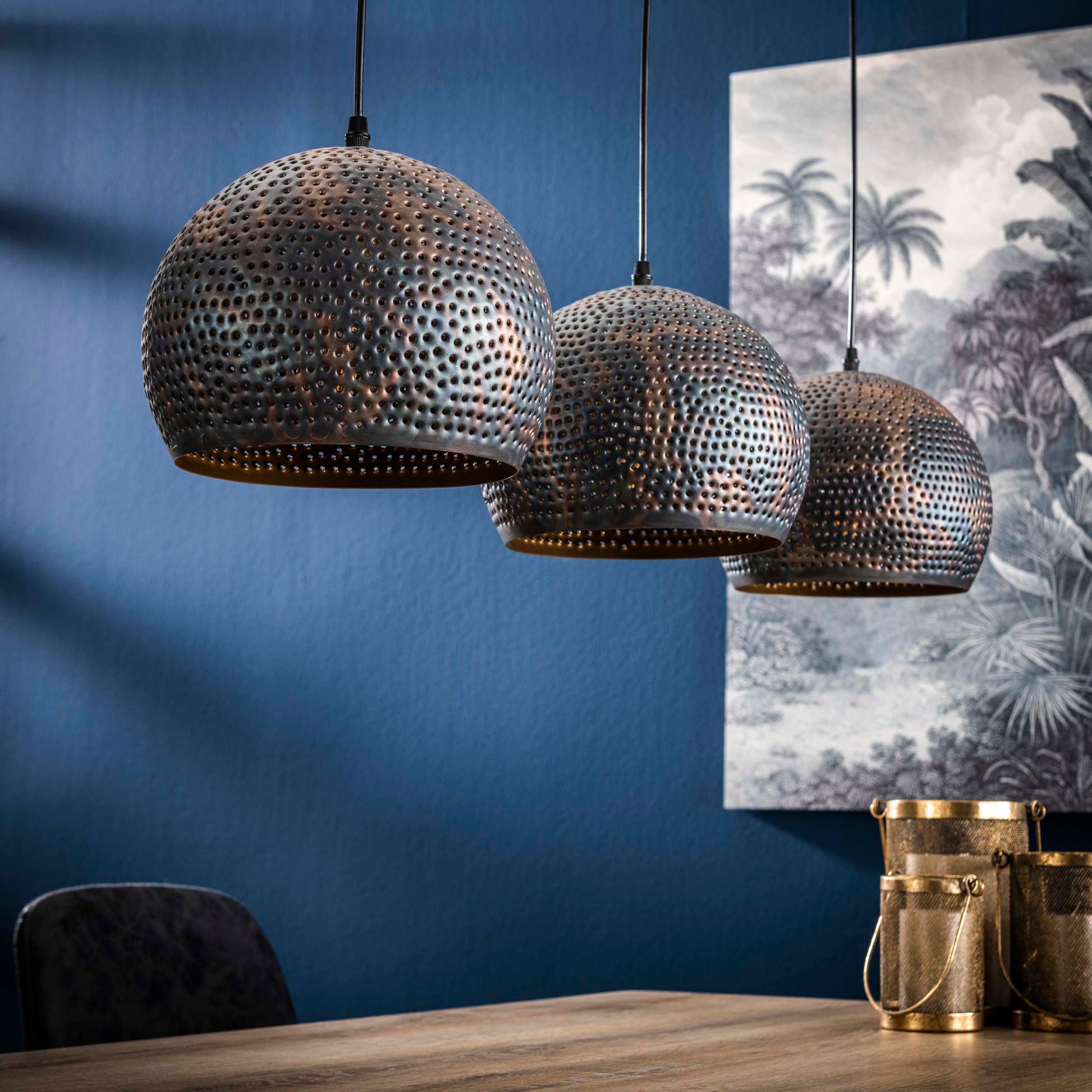 Hanglamp Punch Orb 3-lichts / Zwart bruin – afbeelding 2