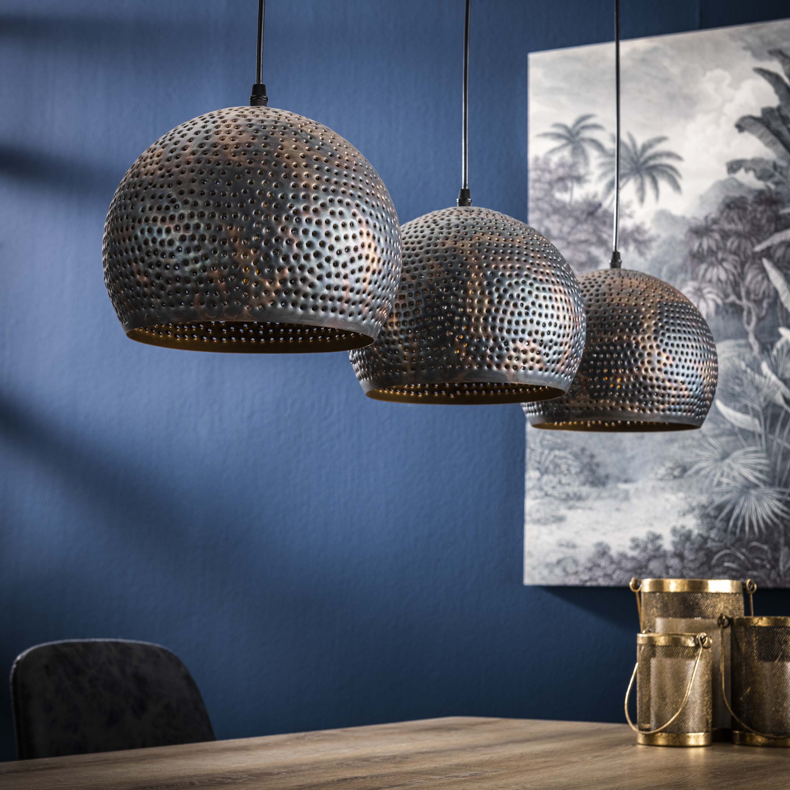 Hanglamp Punch Orb 3-lichts / Zwart bruin – afbeelding 2