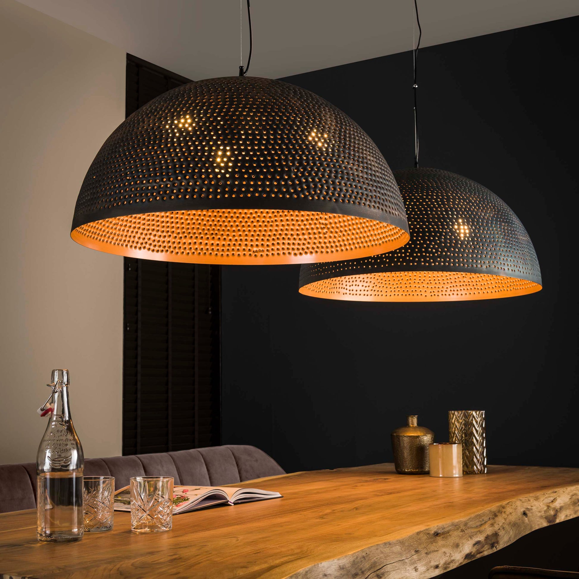 Hanglamp Punch 1-lichts Ø70cm / Zwart bruin – afbeelding 1