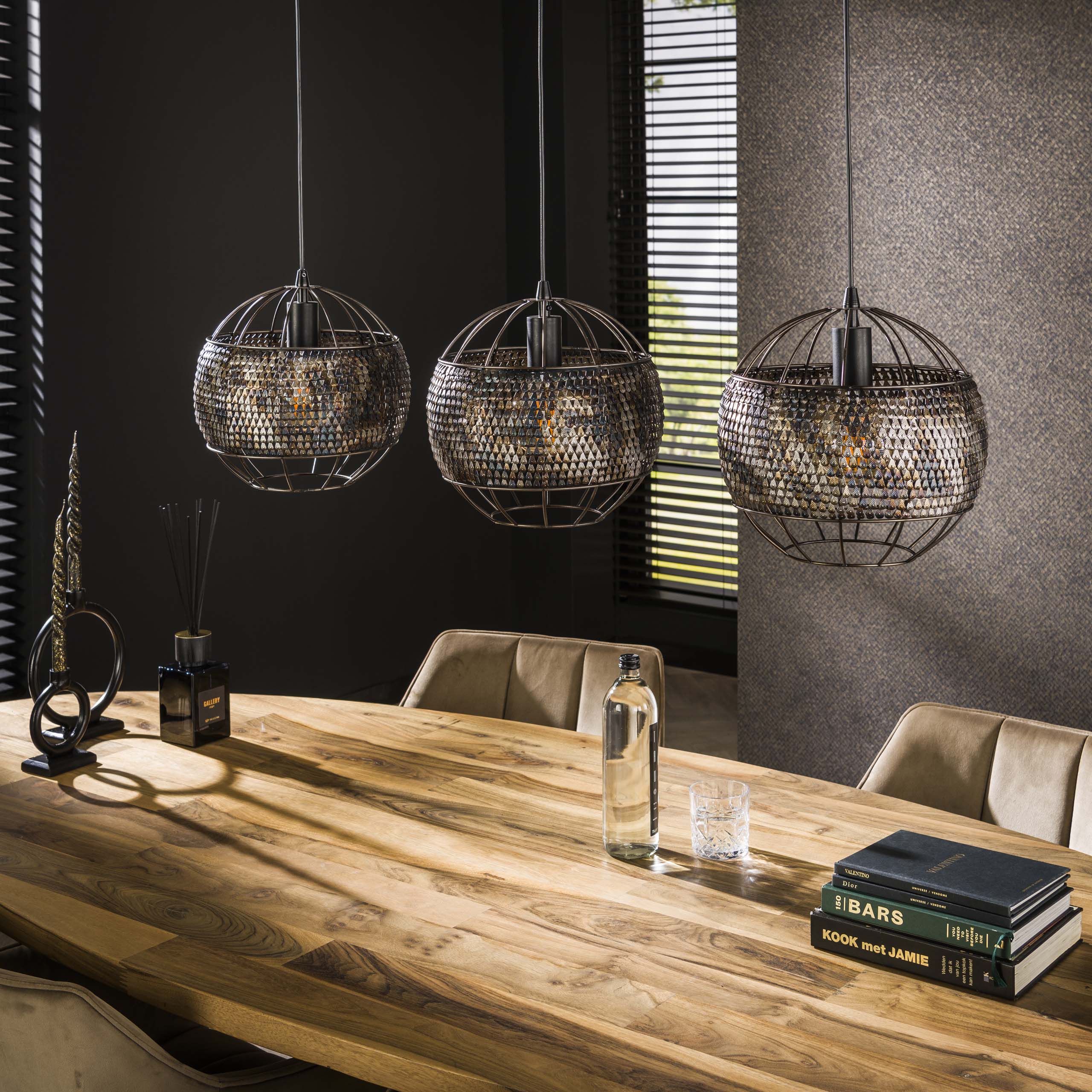 Hanglamp Armor Open 3-lichts / Zwart bruin – afbeelding 2