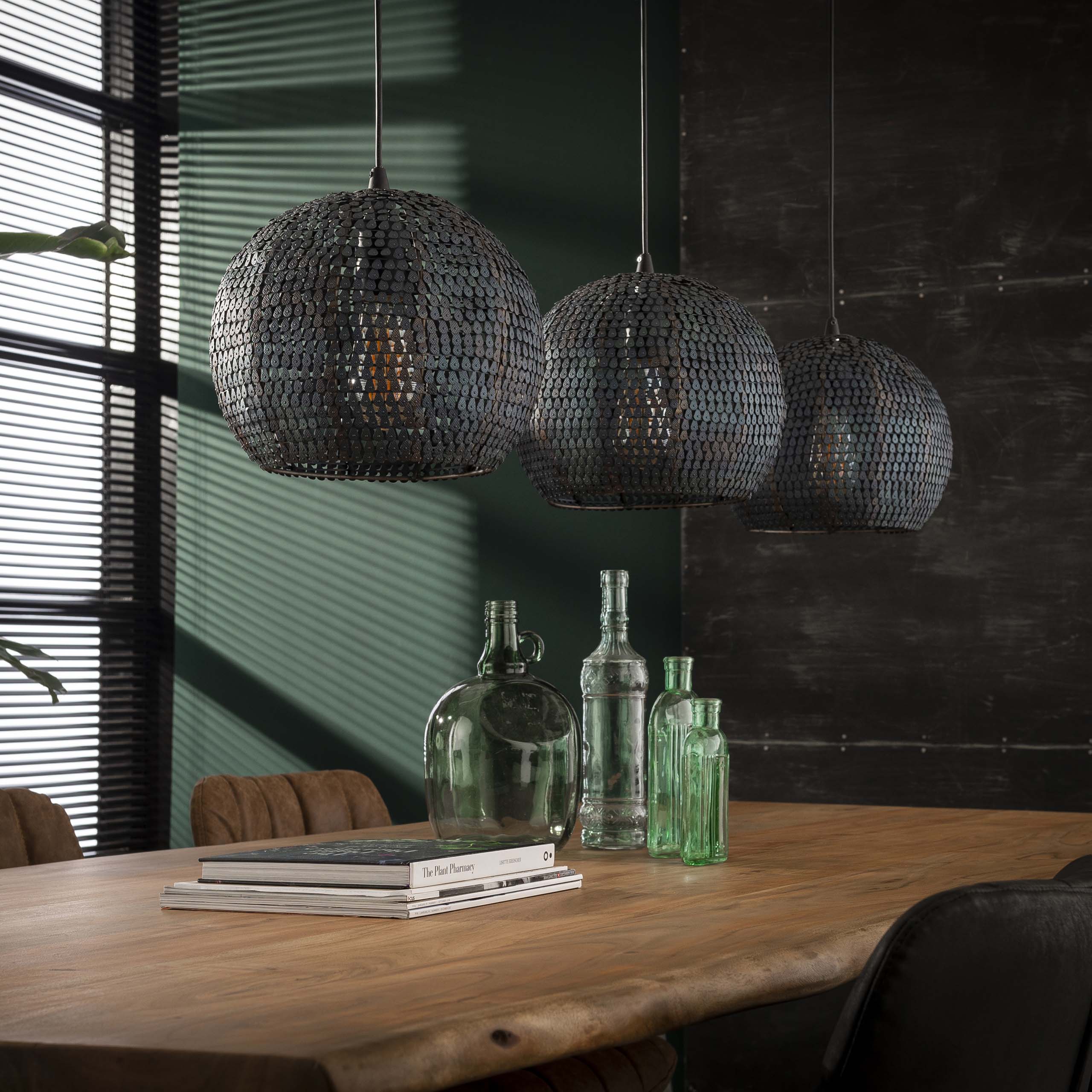 Hanglamp Armor Orb 3-lichts / Zwart bruin – afbeelding 2