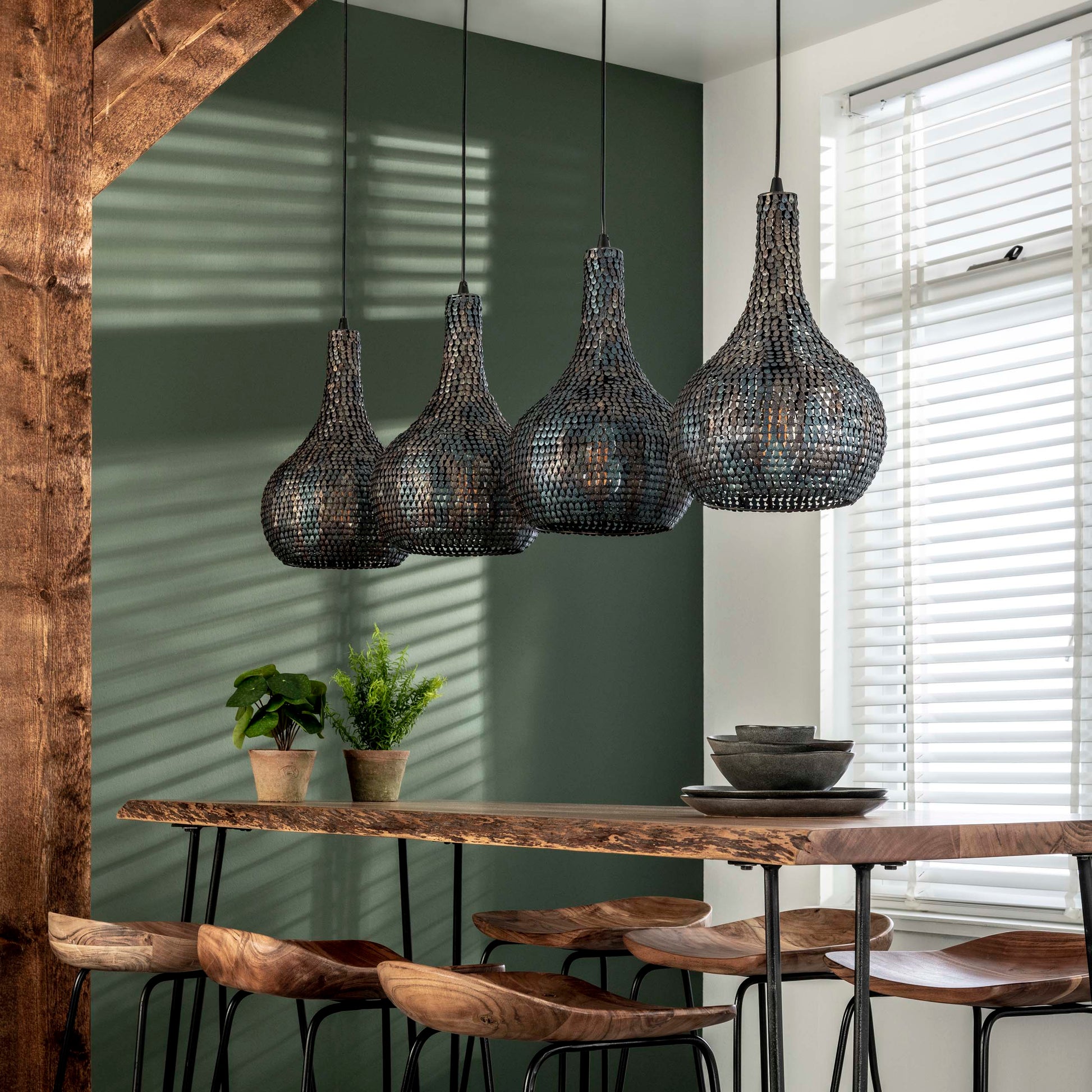 Hanglamp Armor Cone 4-lichts / Zwart bruin – afbeelding 2