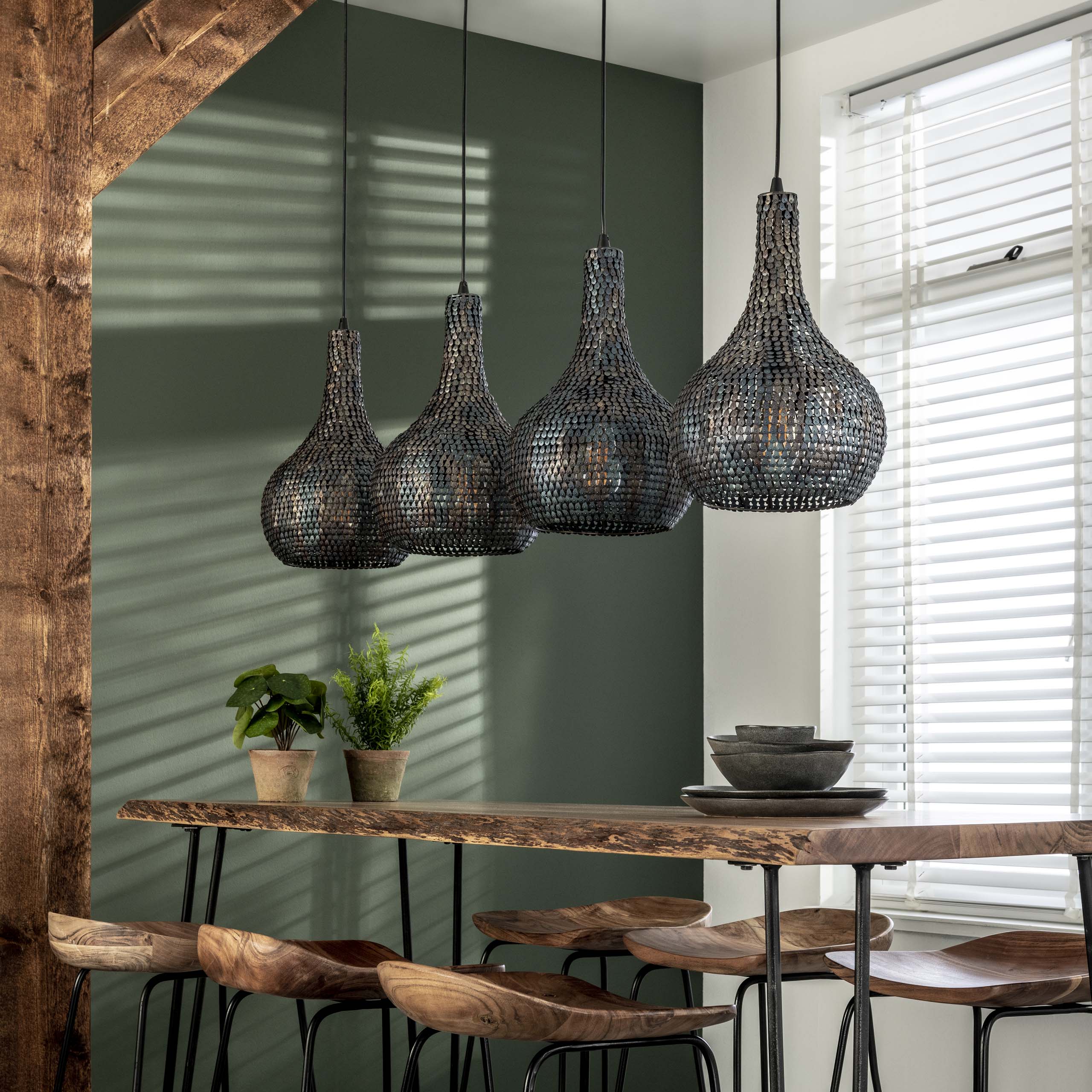 Hanglamp Armor Cone 4-lichts / Zwart bruin – afbeelding 2