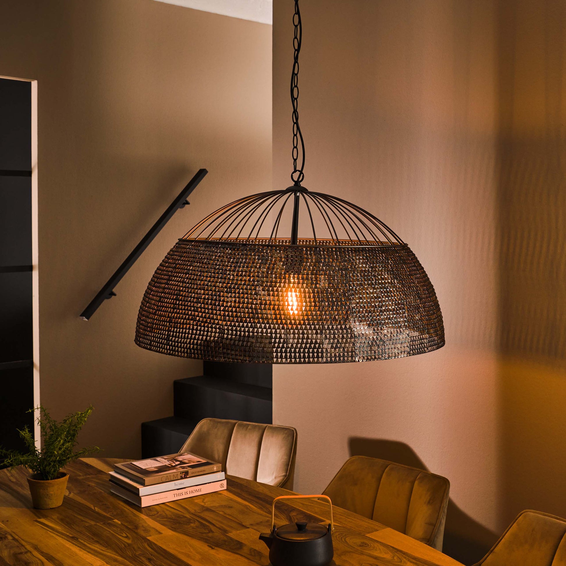 Hanglamp Armor 1-lichts Ø80cm / Zwart bruin – afbeelding 1