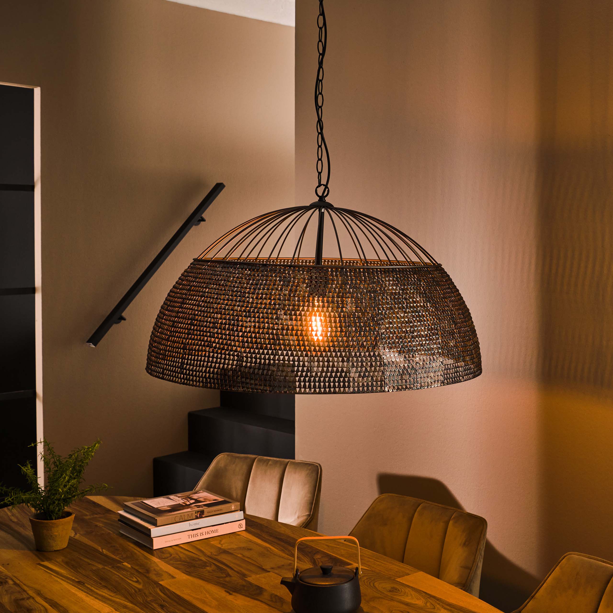 Hanglamp Armor 1-lichts Ø80cm / Zwart bruin – afbeelding 1