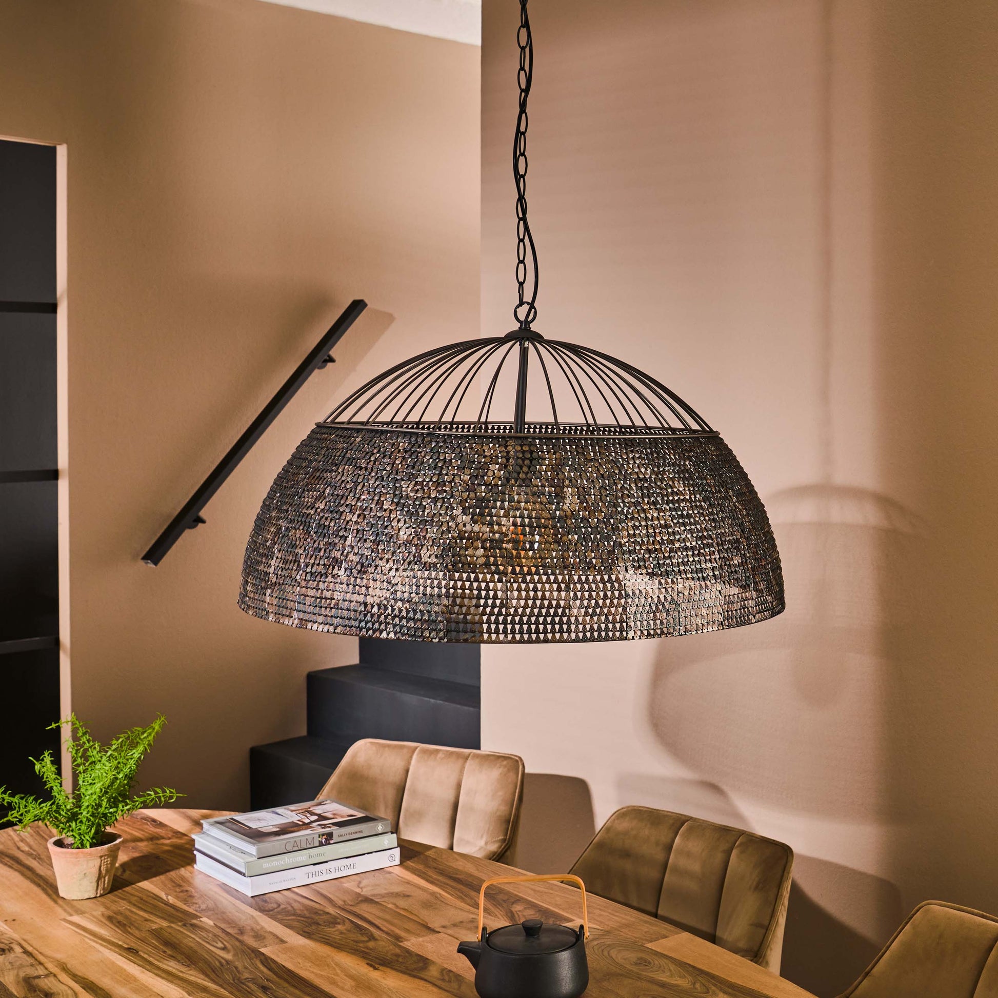 Hanglamp Armor 1-lichts Ø80cm / Zwart bruin – afbeelding 2