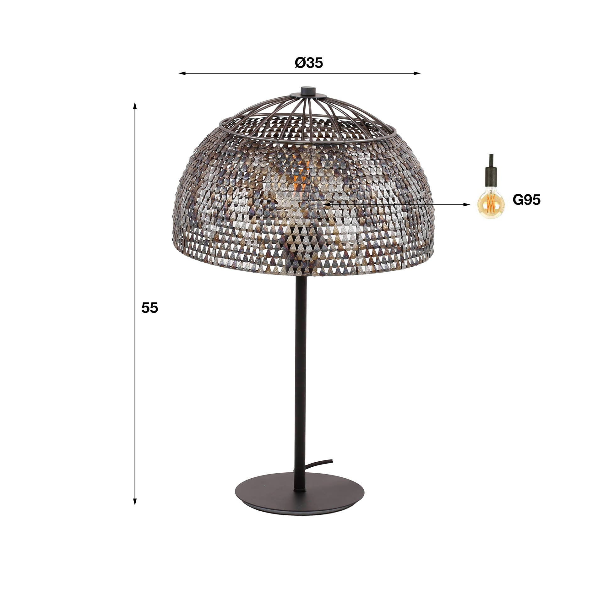 Tafellamp Armor Open 1-lichts / Zwart bruin – afbeelding 4
