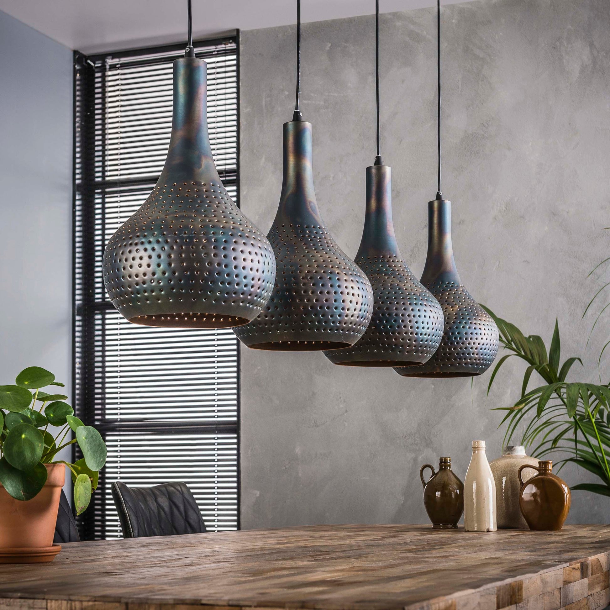 Hanglamp Punch Cone 4-lichts / Zwart bruin – afbeelding 2