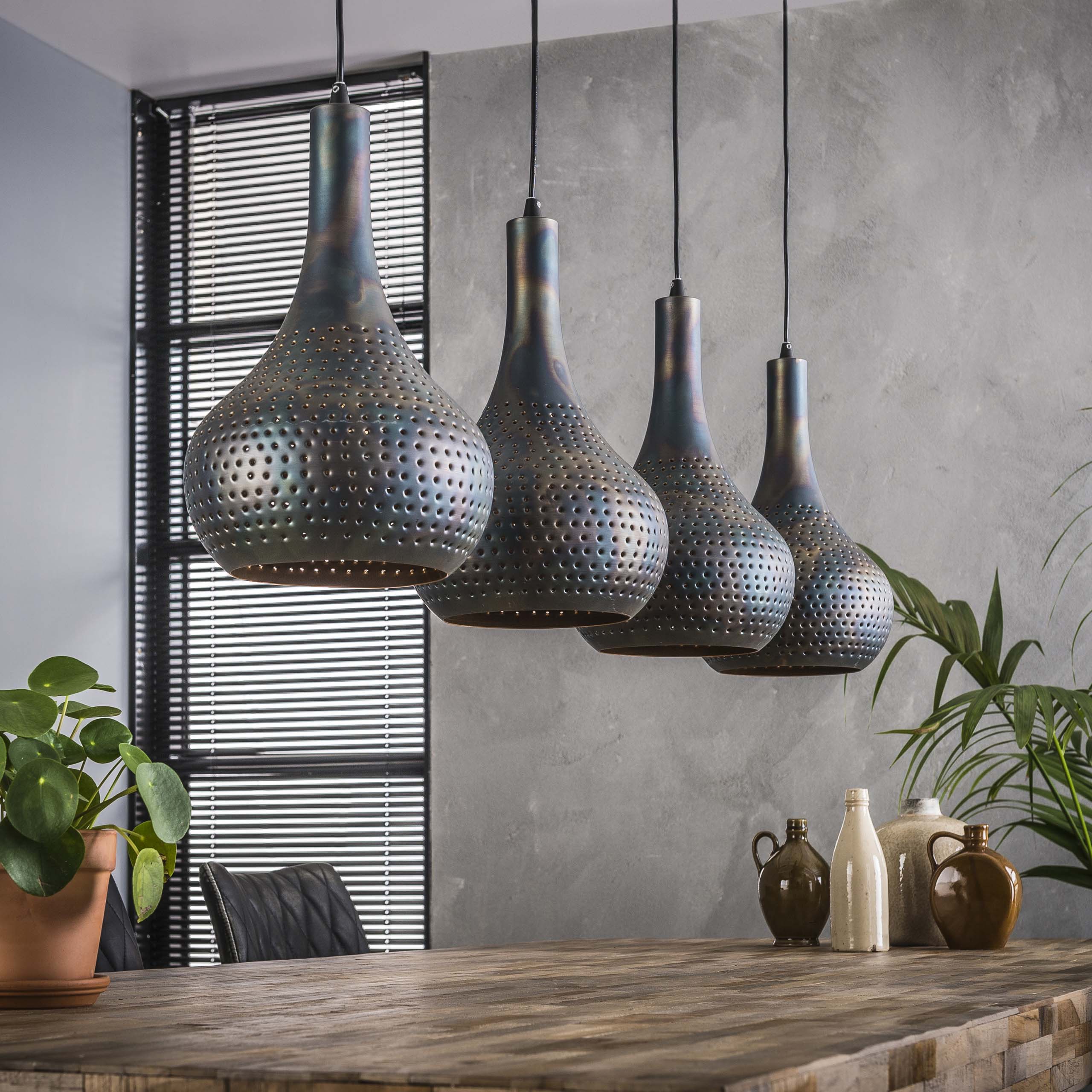 Hanglamp Punch Cone 4-lichts / Zwart bruin – afbeelding 2