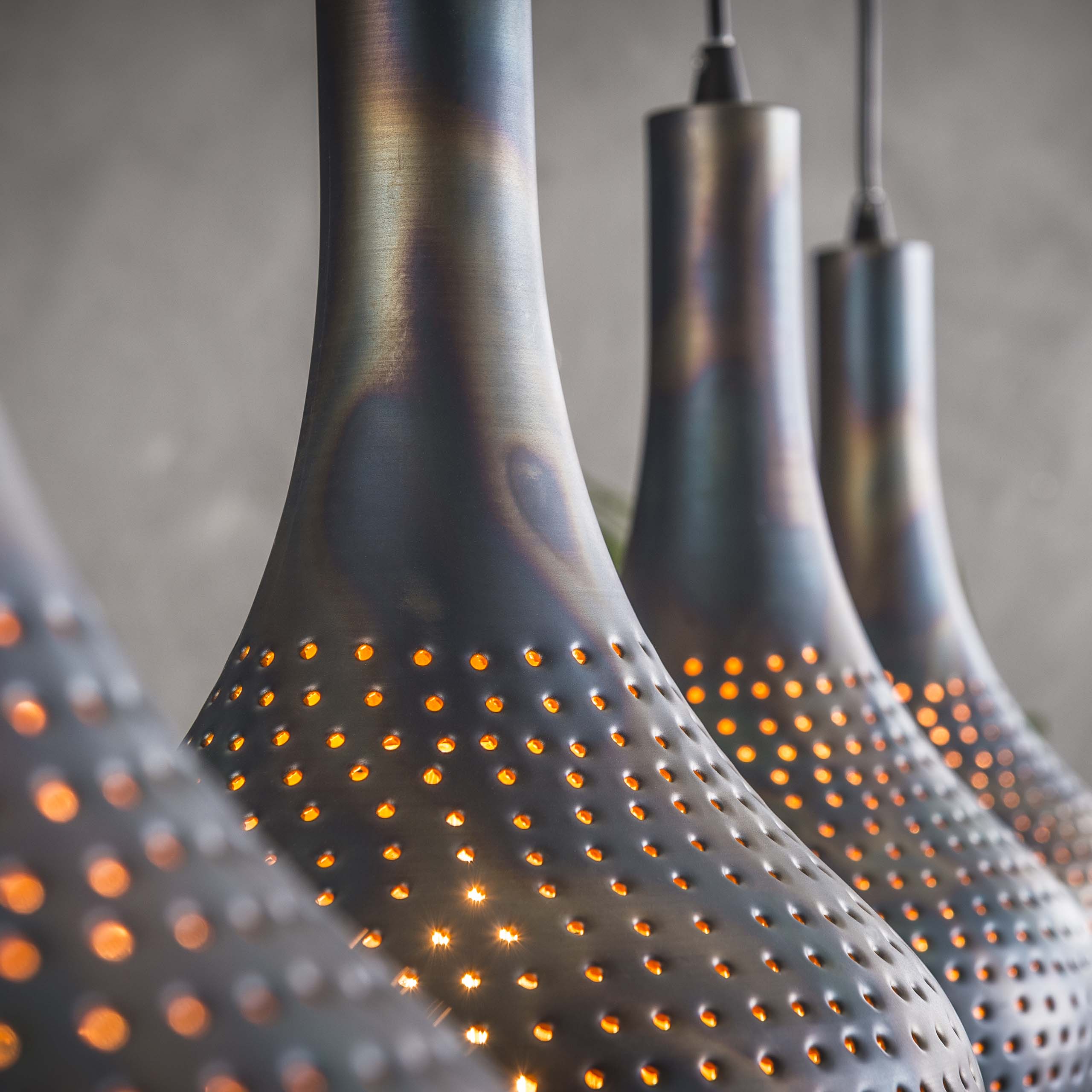Hanglamp Punch Cone 4-lichts / Zwart bruin – afbeelding 3