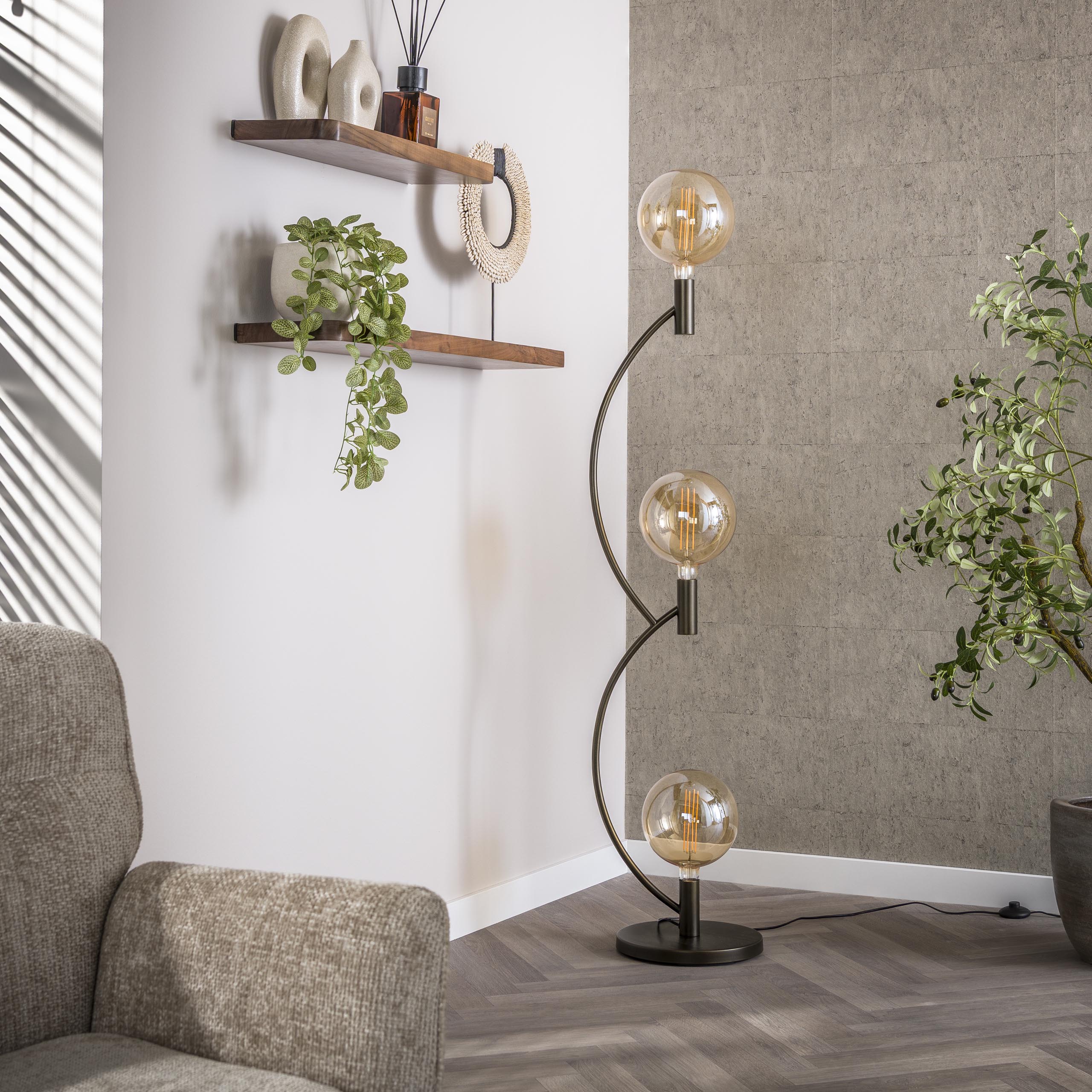 Vloerlamp Arcus 3-lichts / Sienna bruin – afbeelding 2