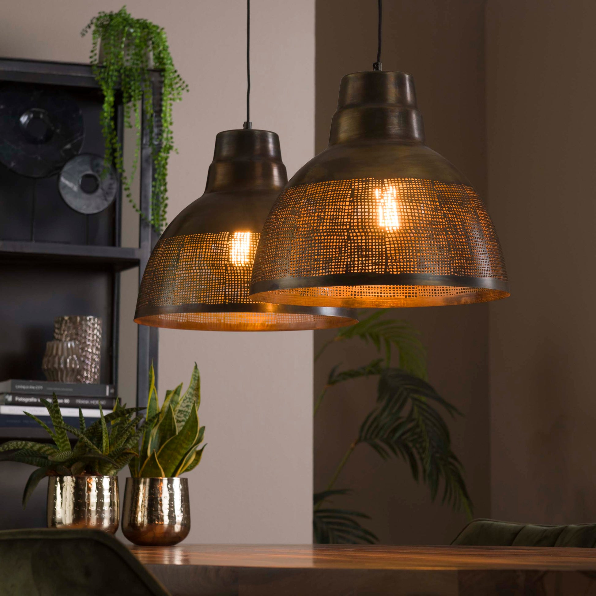 Hanglamp Screen 2-lichts / Antiek brons – afbeelding 1