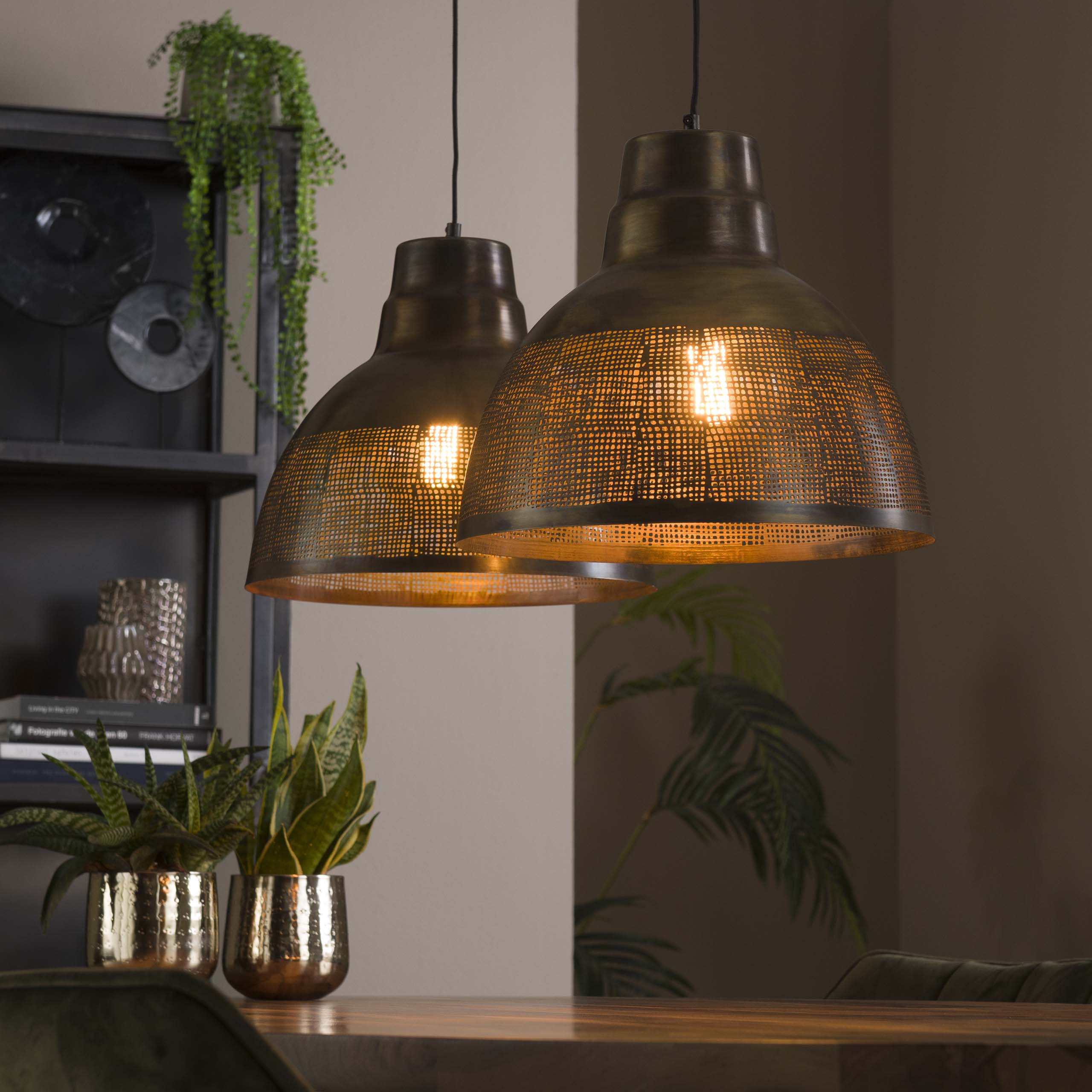 Hanglamp Screen 2-lichts / Antiek brons – afbeelding 1