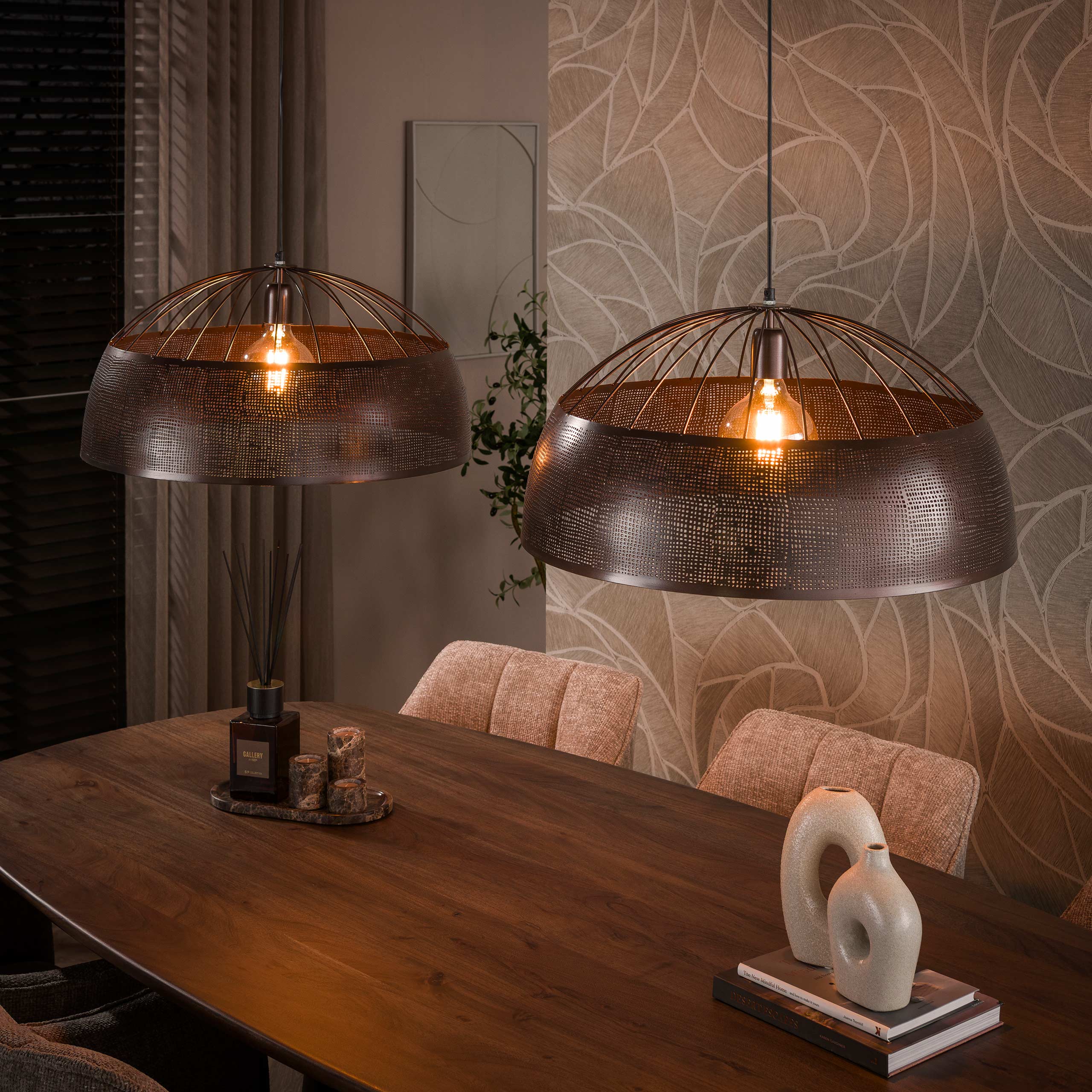Hanglamp Screen open 2-lichts Ø60cm / Antiek koper – afbeelding 1