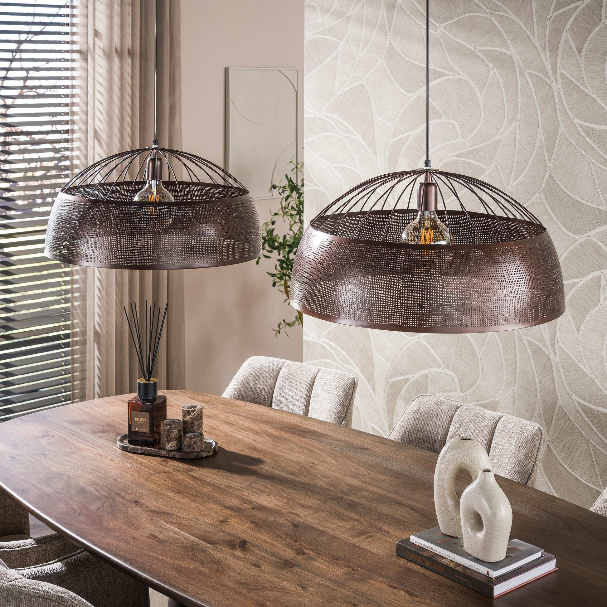 Hanglamp Screen open 2-lichts Ø60cm / Antiek koper – afbeelding 2