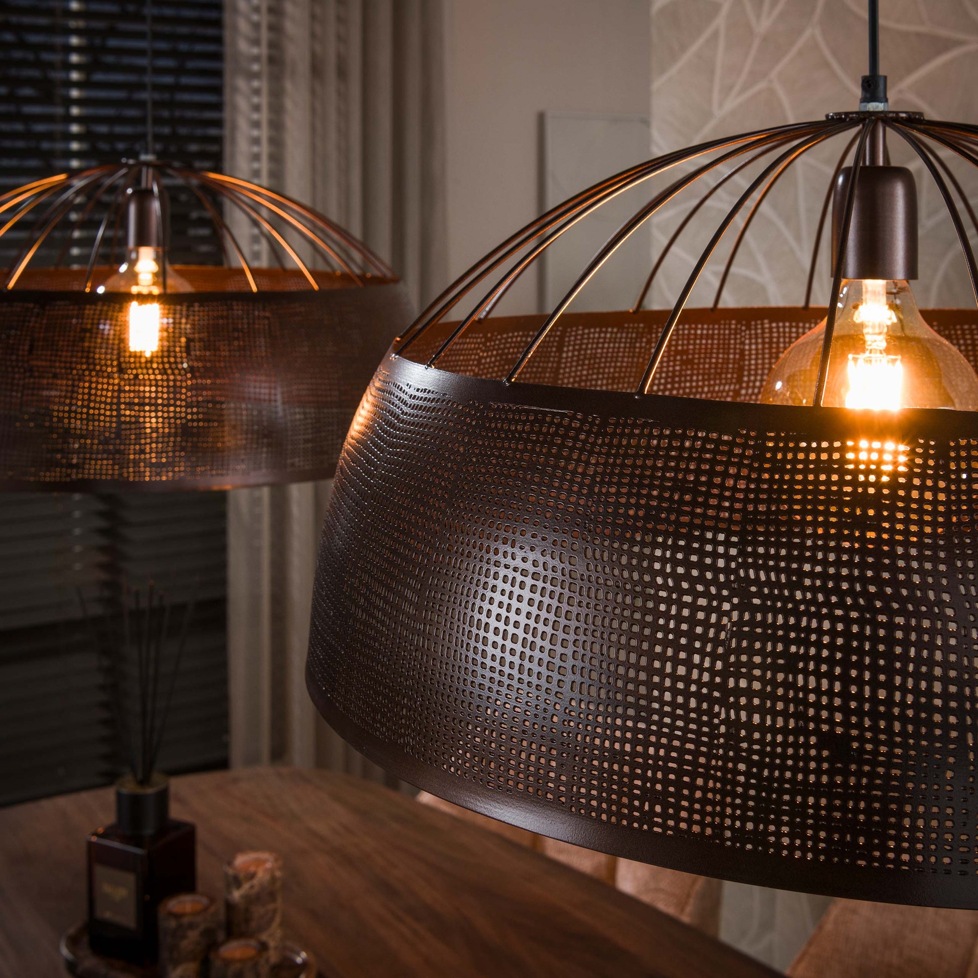 Hanglamp Screen open 2-lichts Ø60cm / Antiek koper – afbeelding 3