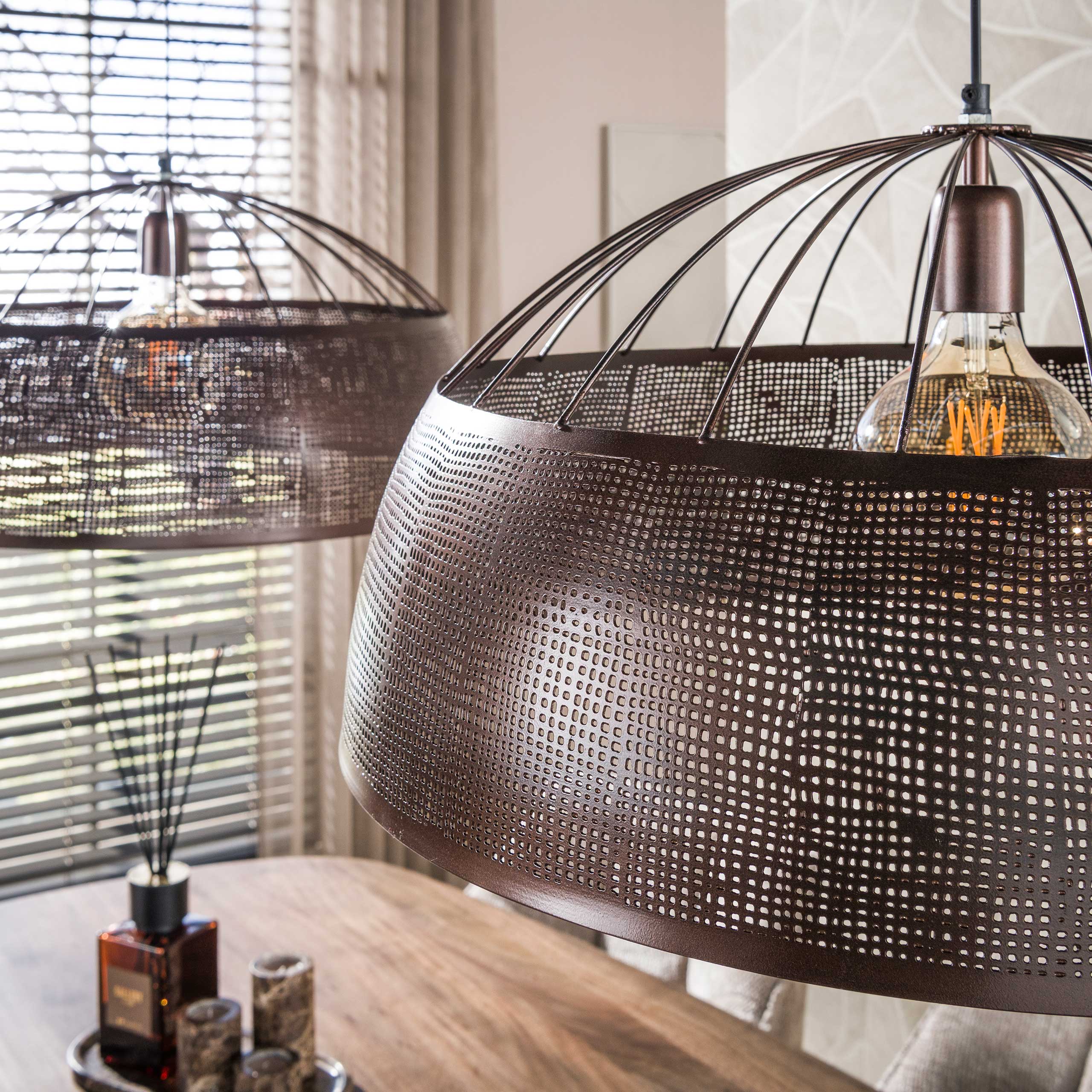 Hanglamp Screen open 2-lichts Ø60cm / Antiek koper – afbeelding 4