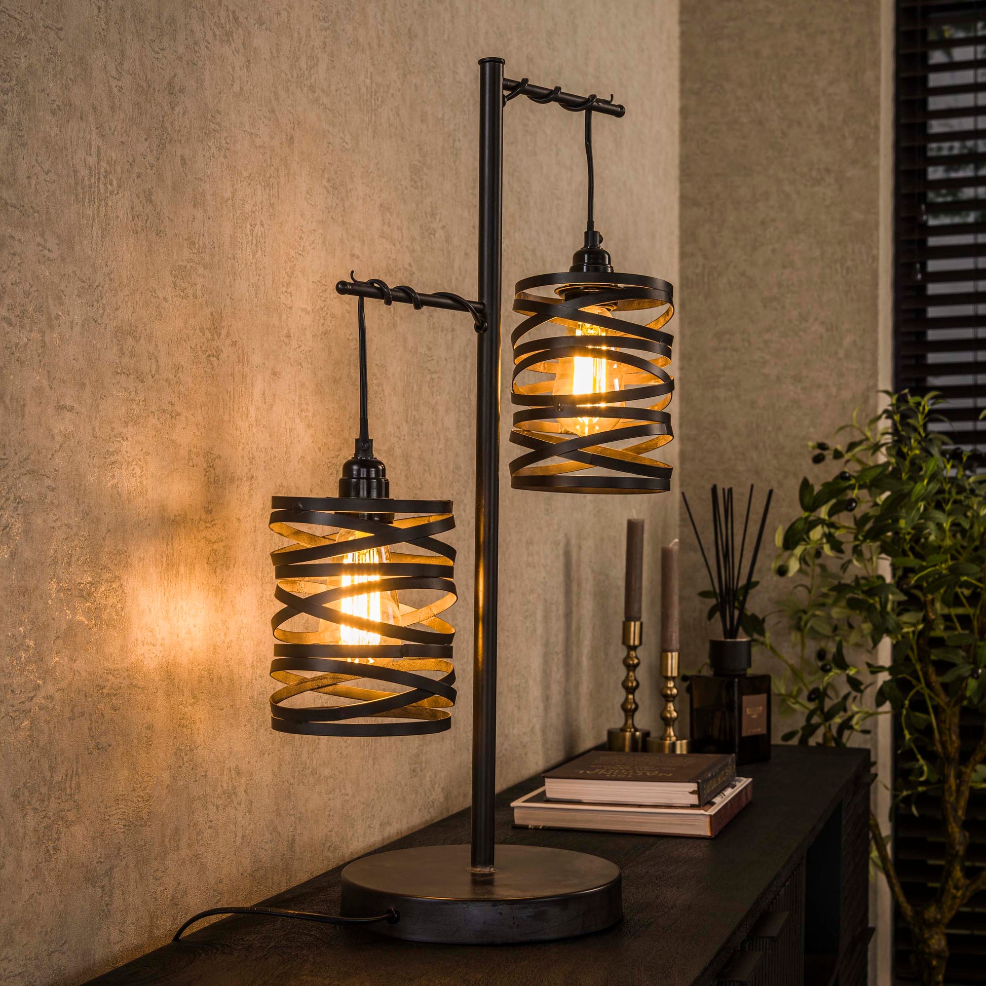 Tafellamp Spindle 2-lichts / Slate grey – afbeelding 1