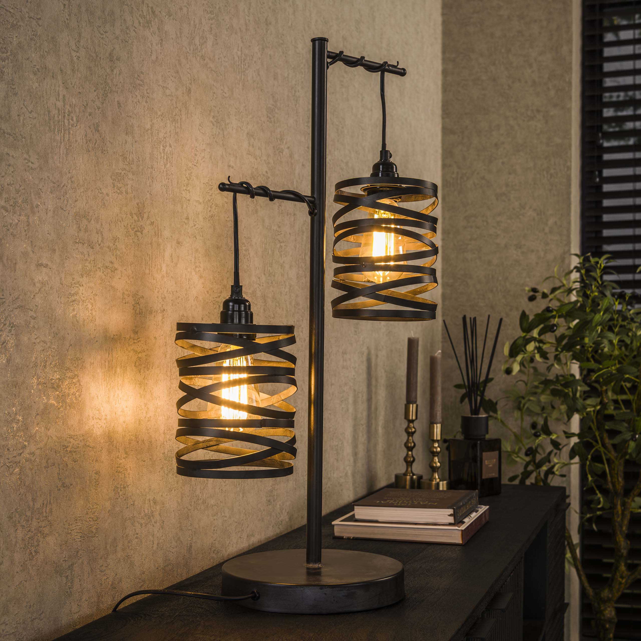 Tafellamp Spindle 2-lichts / Slate grey – afbeelding 1