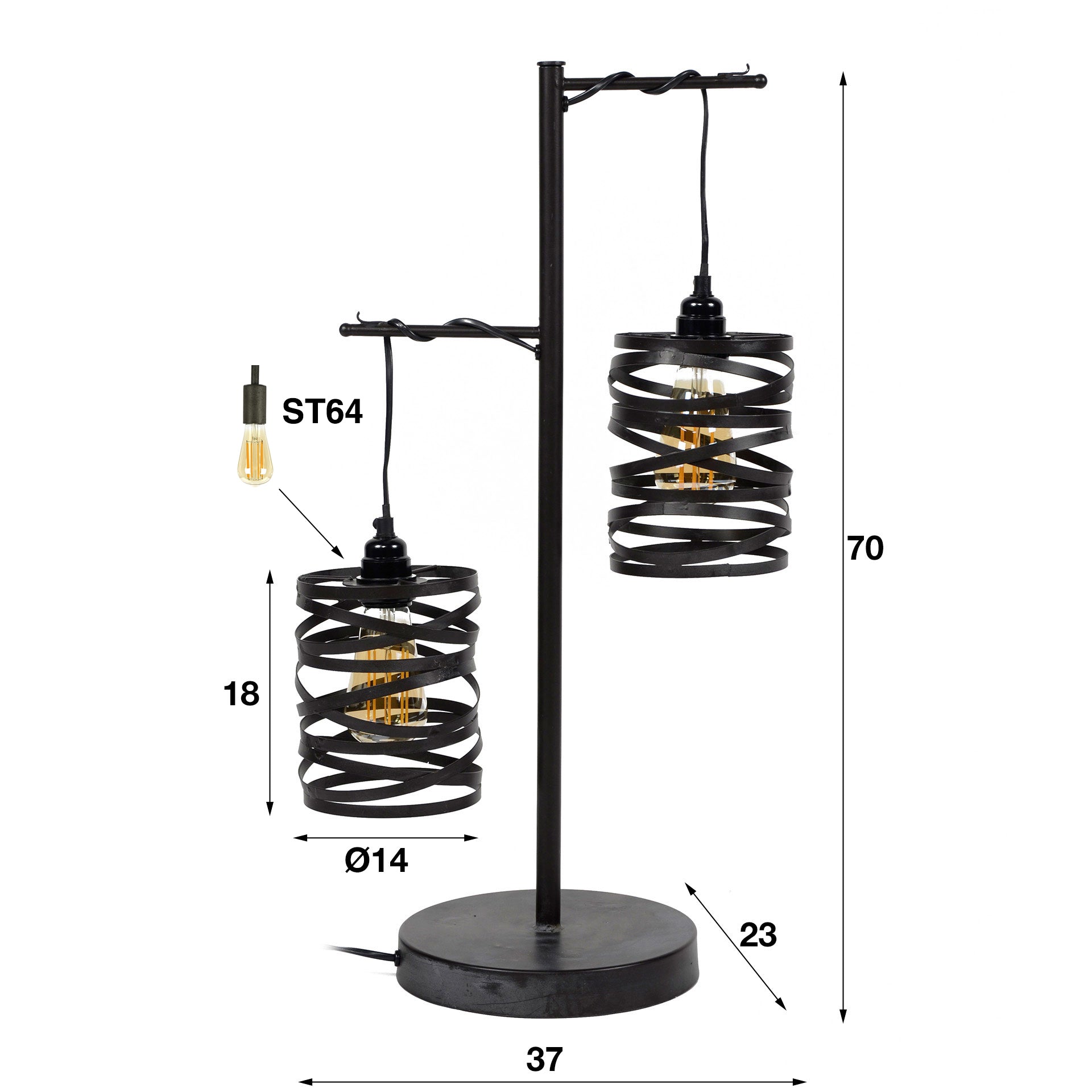 Tafellamp Spindle 2-lichts / Slate grey – afbeelding 4